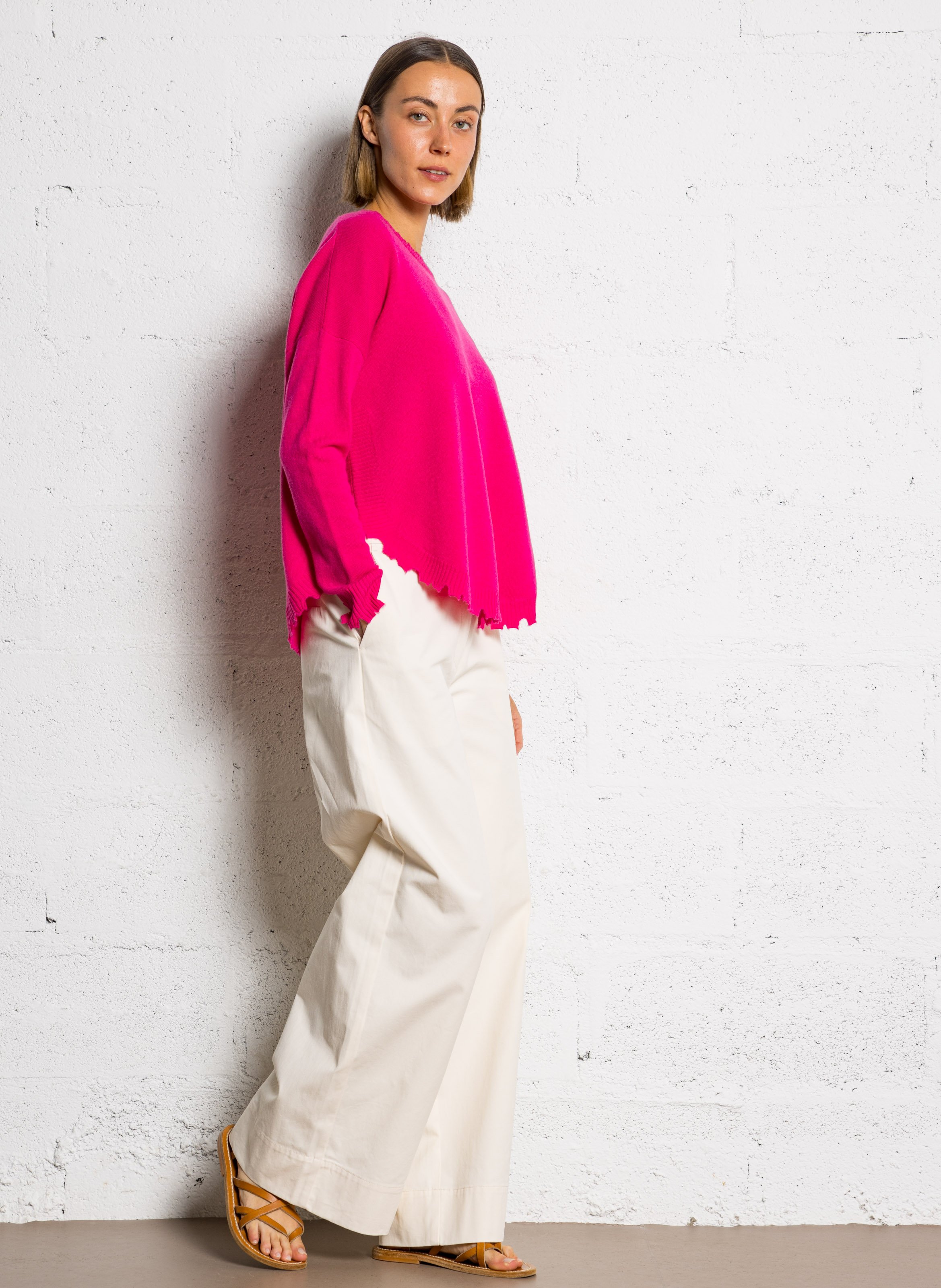 Pull oversize en cachemire maillé KUJTEN Rose