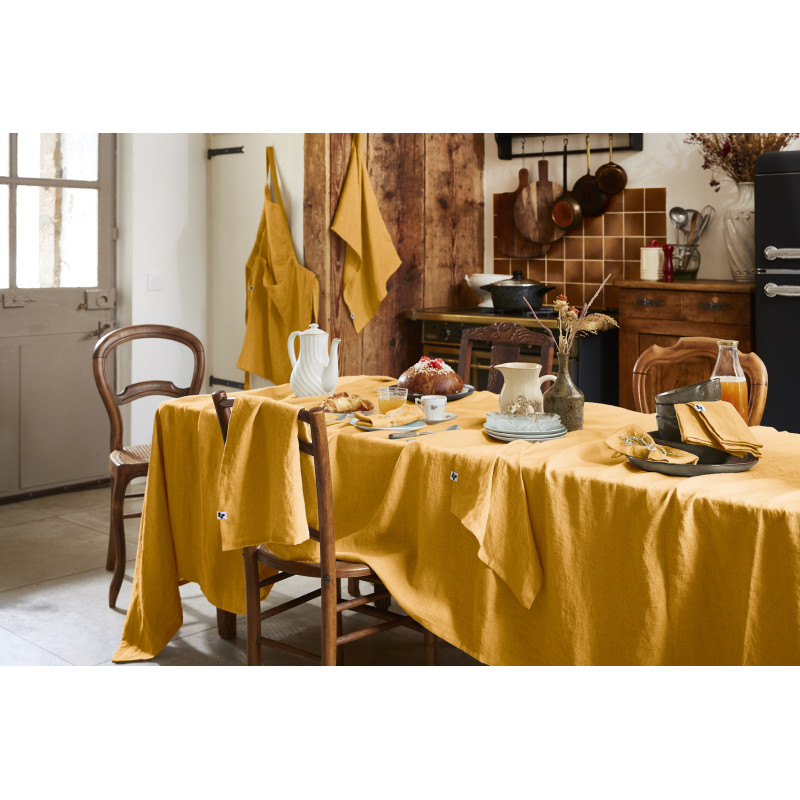 Cotton gauze tablecloth L'EFFET PAPILLON Yellow