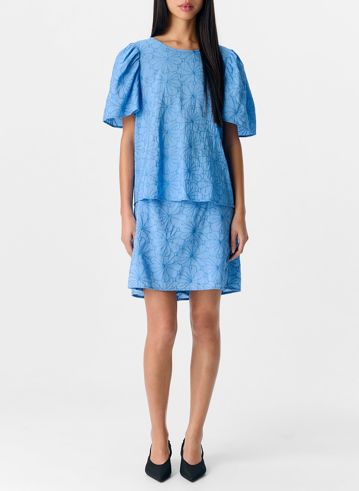 Embroidered crop top OBJECT Blue