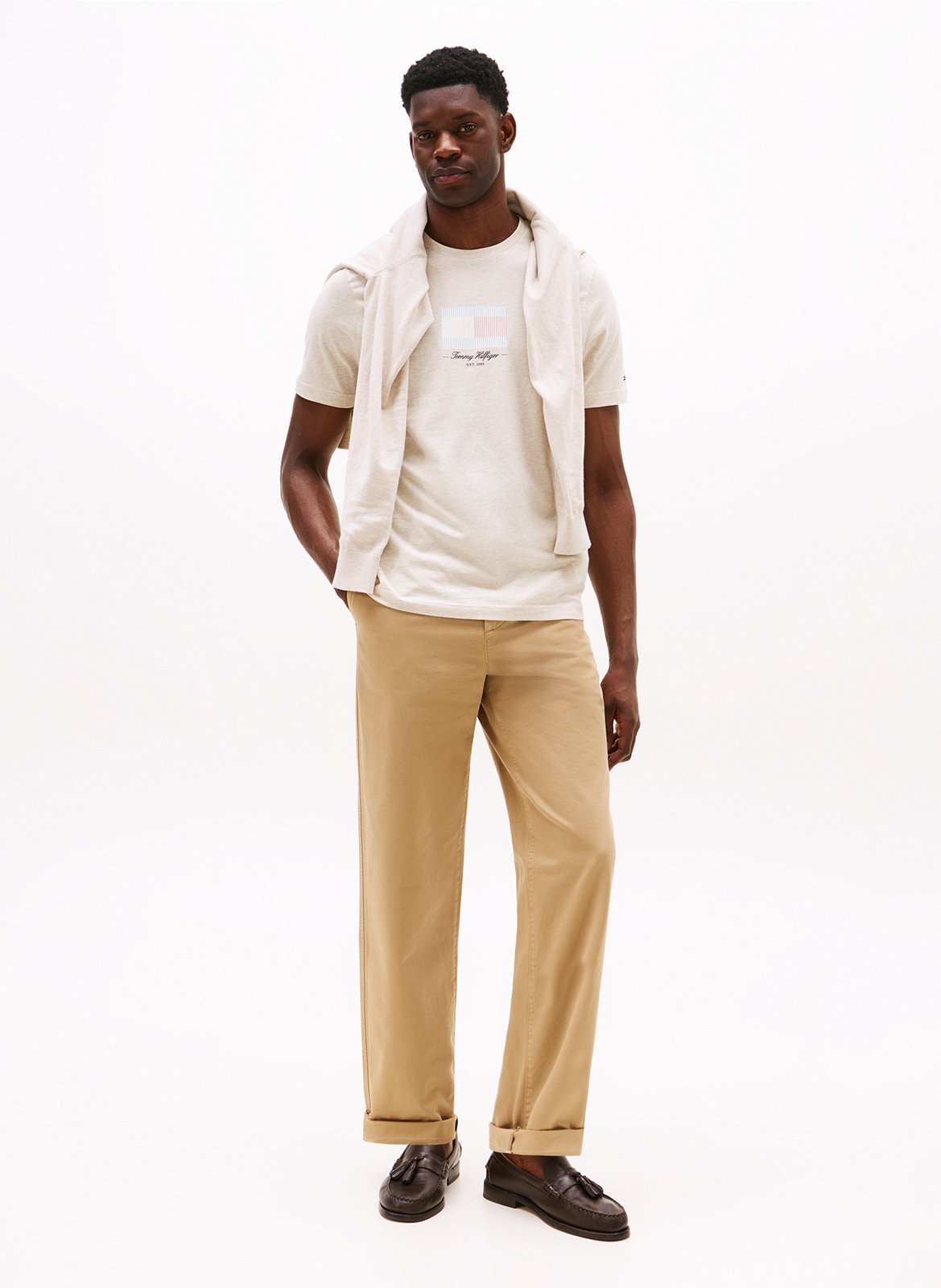 Tee-shirt droit en coton TOMMY HILFIGER Beige