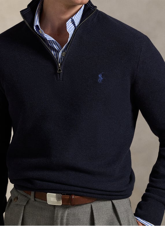 Pull zippé homme en cachemire bleu Pull zippé homme en cachemire bleu