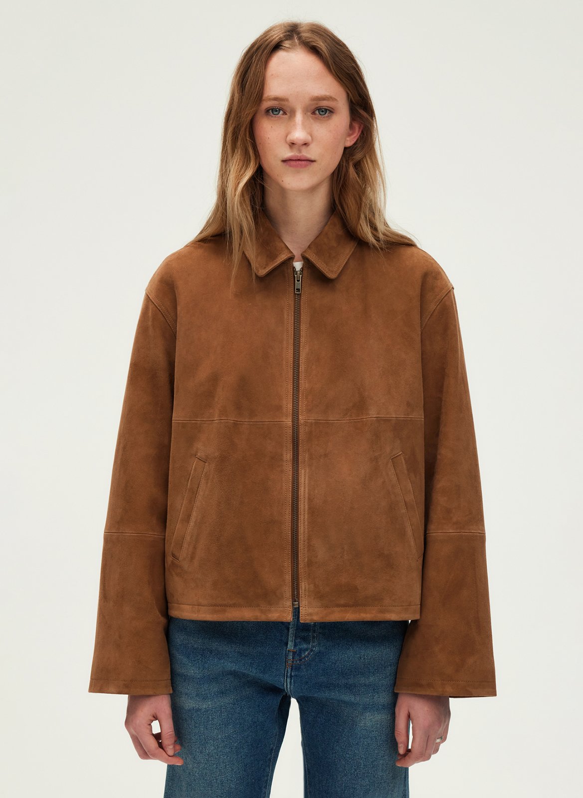 Veste col chemise en cuir PABLO Marron