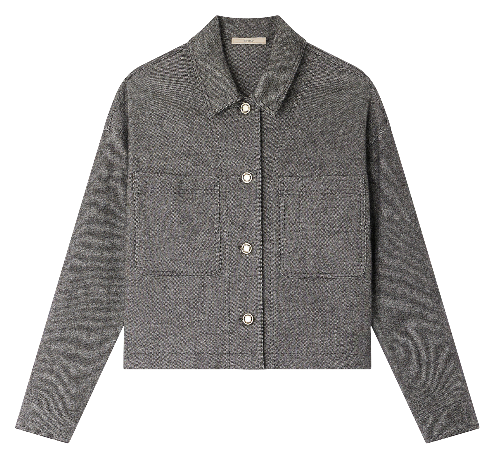 Recht overshirt met klassieke kraag | katoenblend SESSUN Grijs