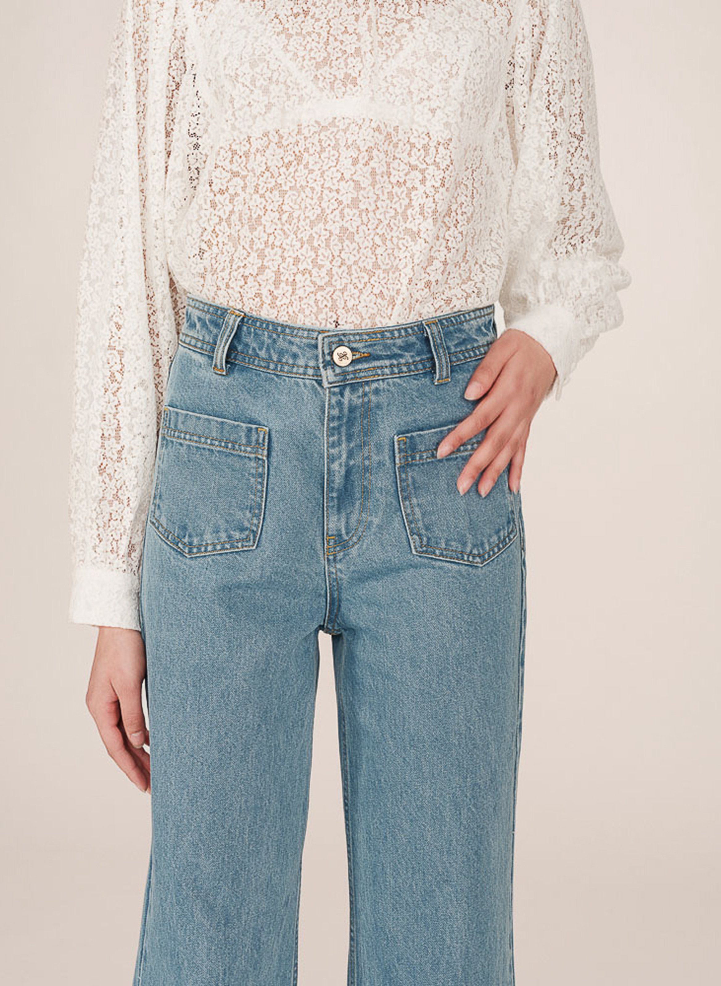 Cotton straight jeans GRACE ET MILA Blue