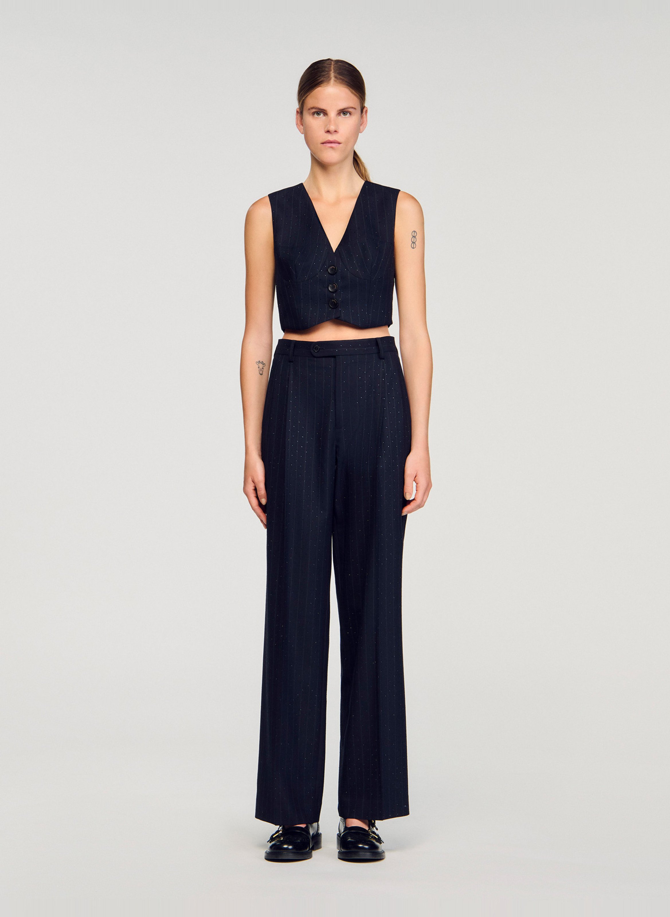 Straight wool trousers SANDRO Blue