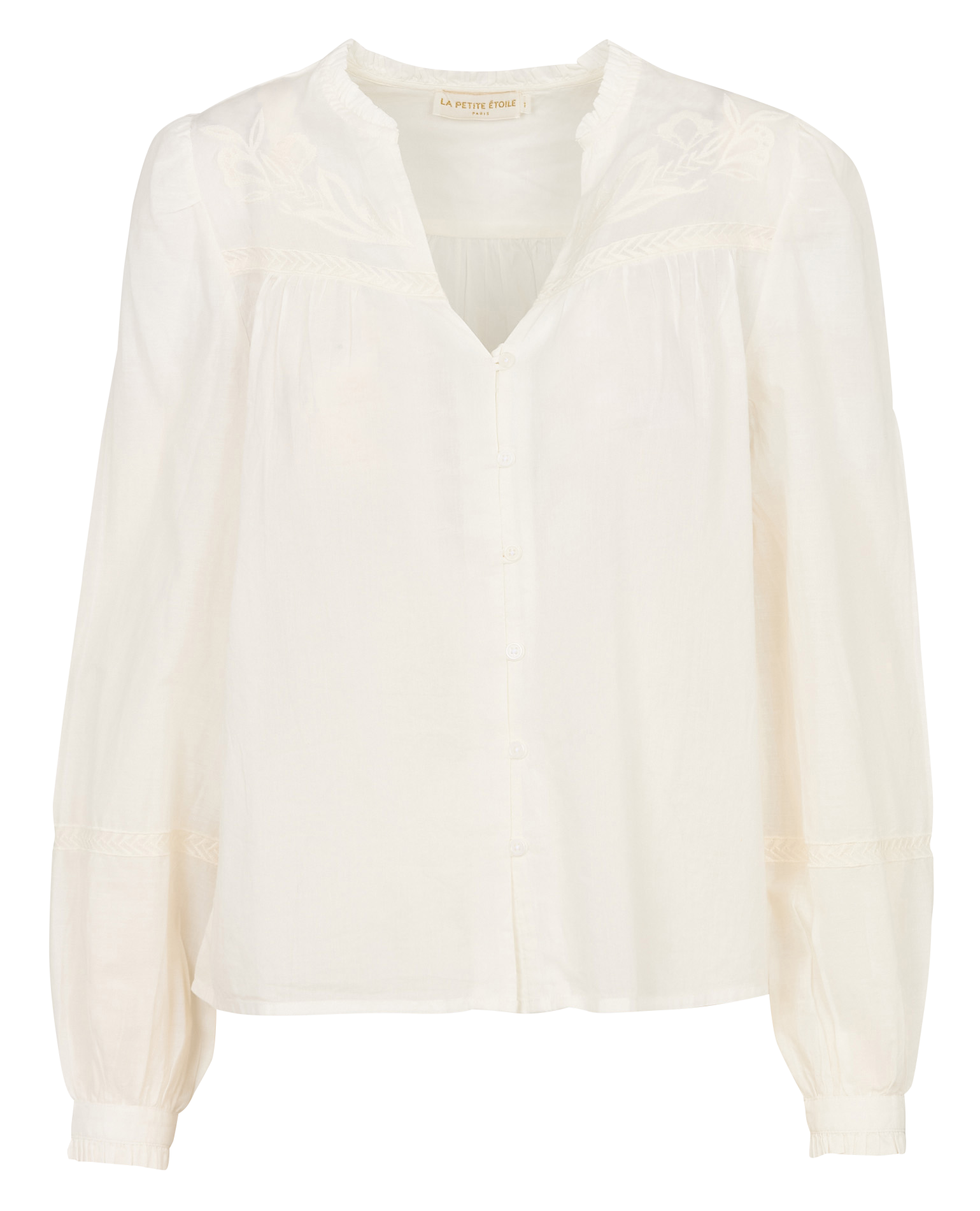 Chemise col V en coton LA PETITE ETOILE Beige