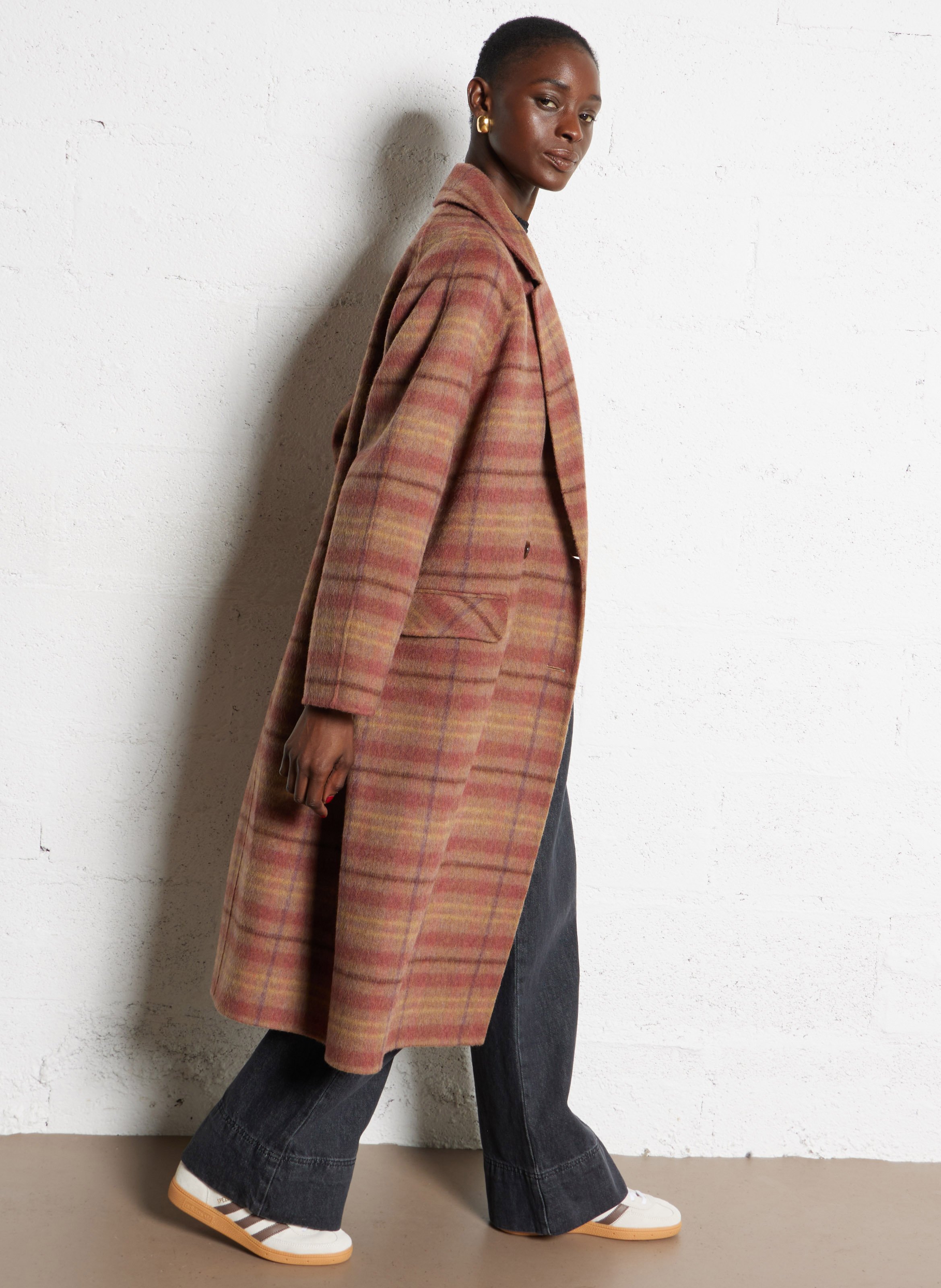 Manteau oversize en laine mélangée DES PETITS HAUTS Multicolore