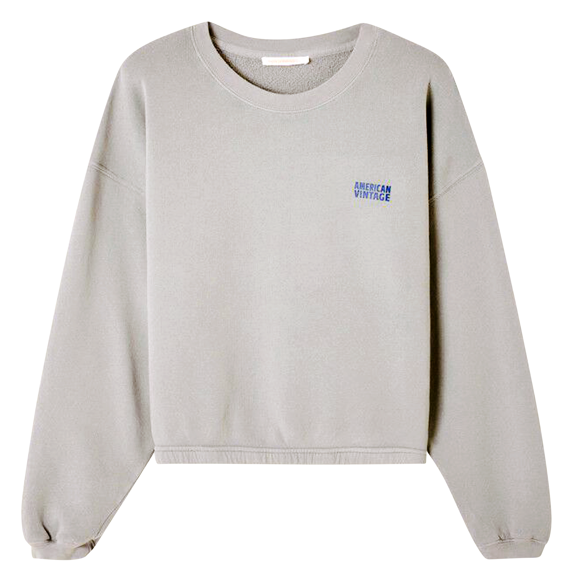 Sweat court col rond en coton mélangé  AMERICAN VINTAGE Gris