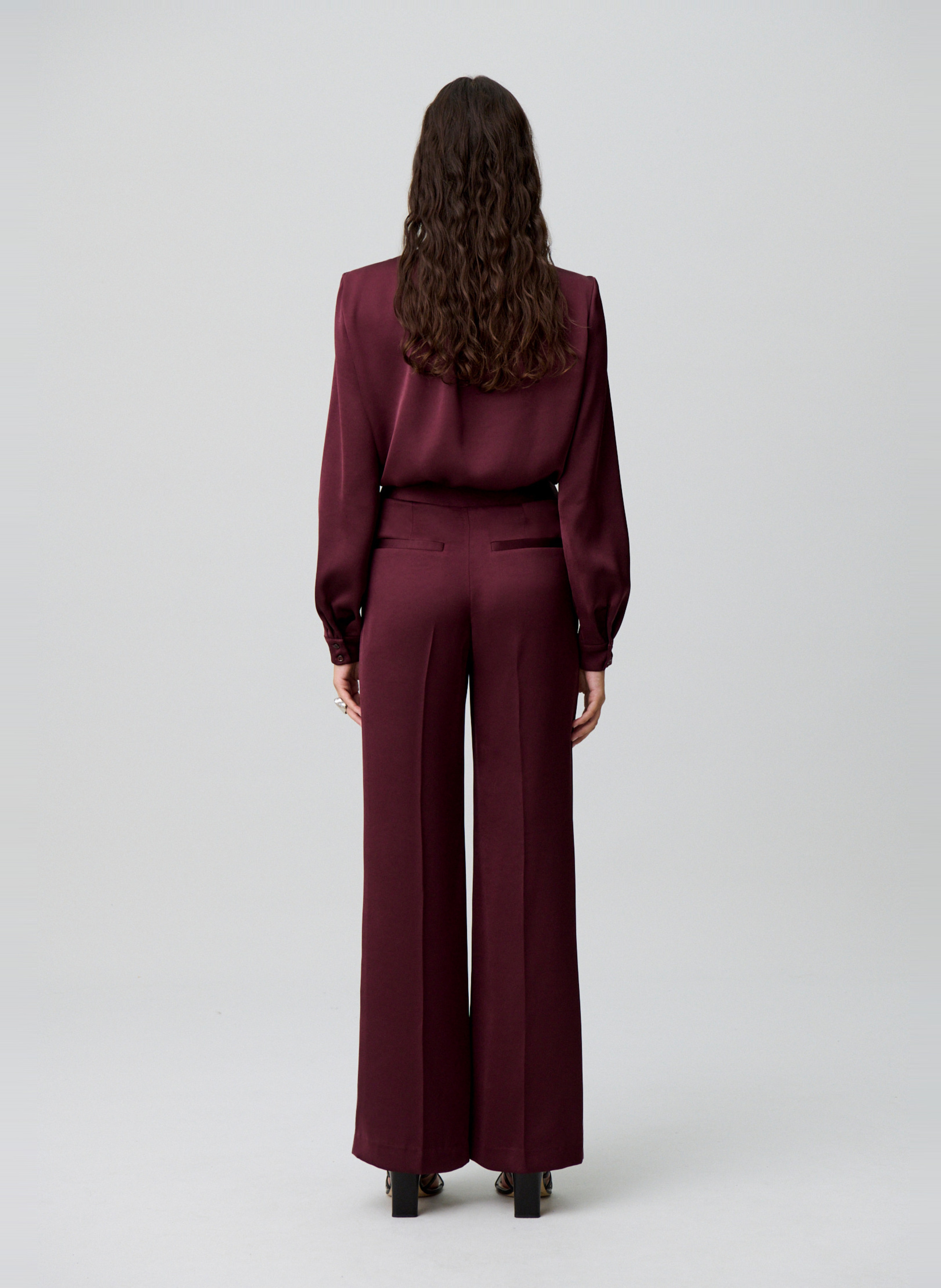 Wide-leg satin effect pants CLAUDIE PIERLOT Red