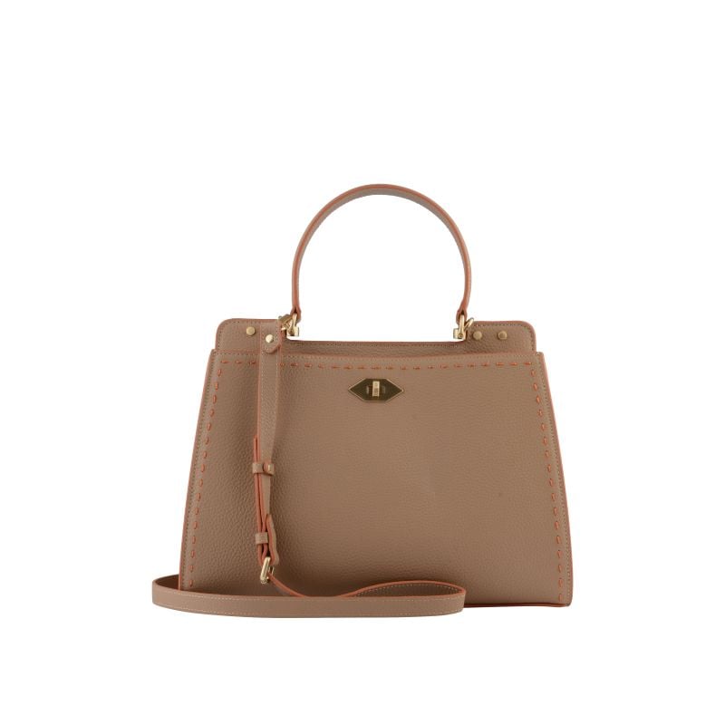 Handbag - cowhide leather POURCHET Brown