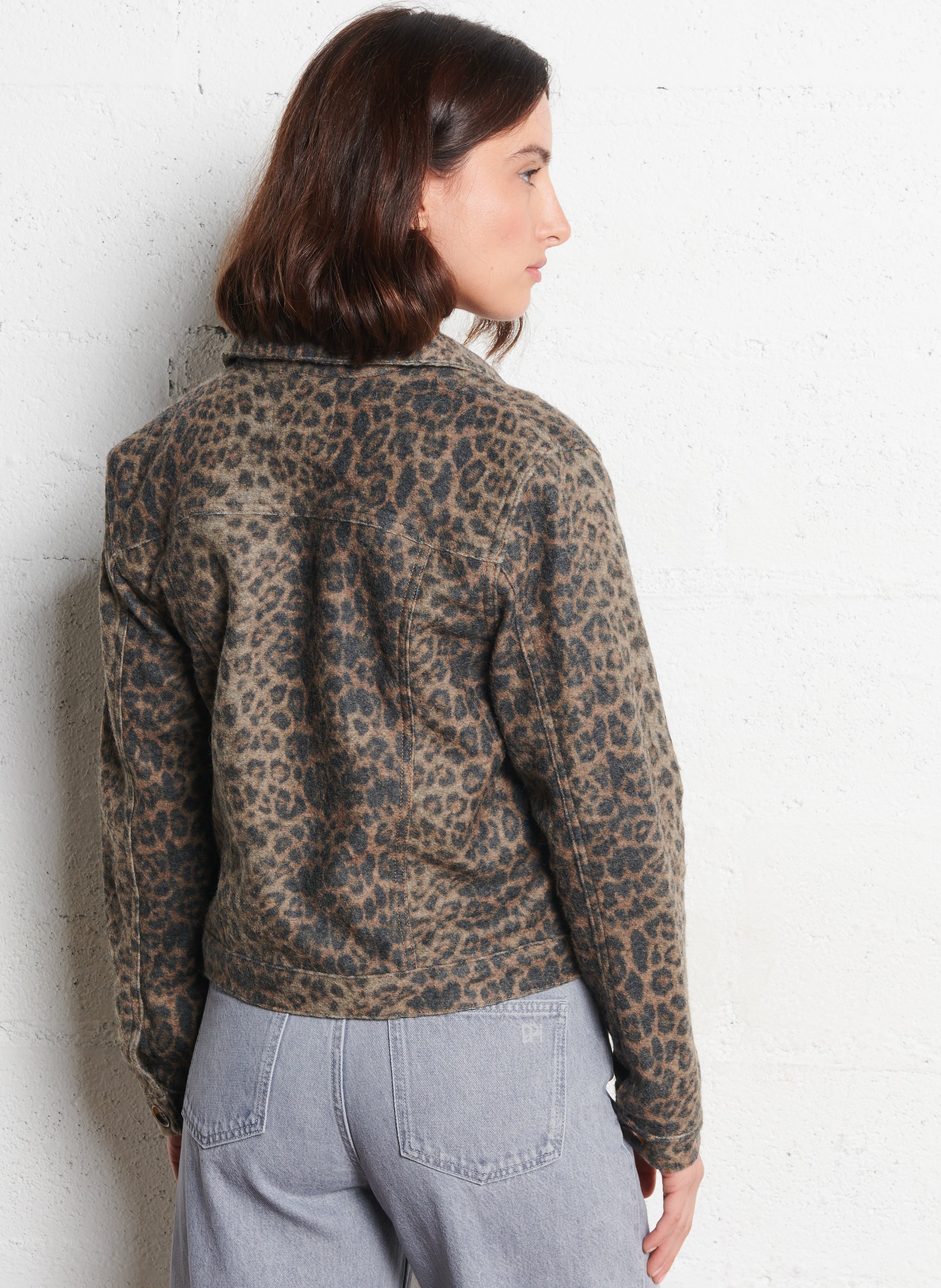 Veste courte boutonnée léopard SUD EXPRESS Beige