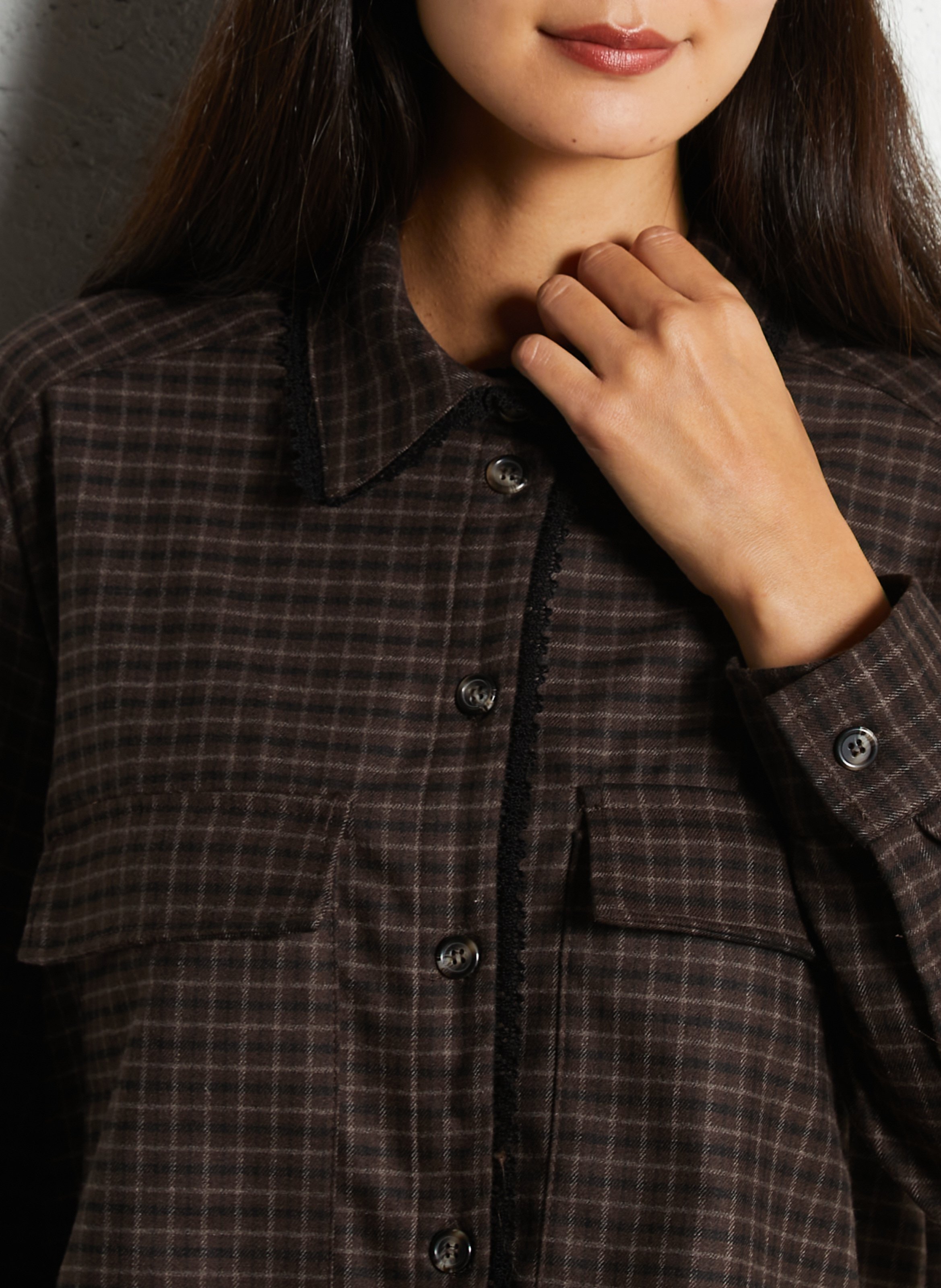 Kort, geruit hemd PLEASE Bruin