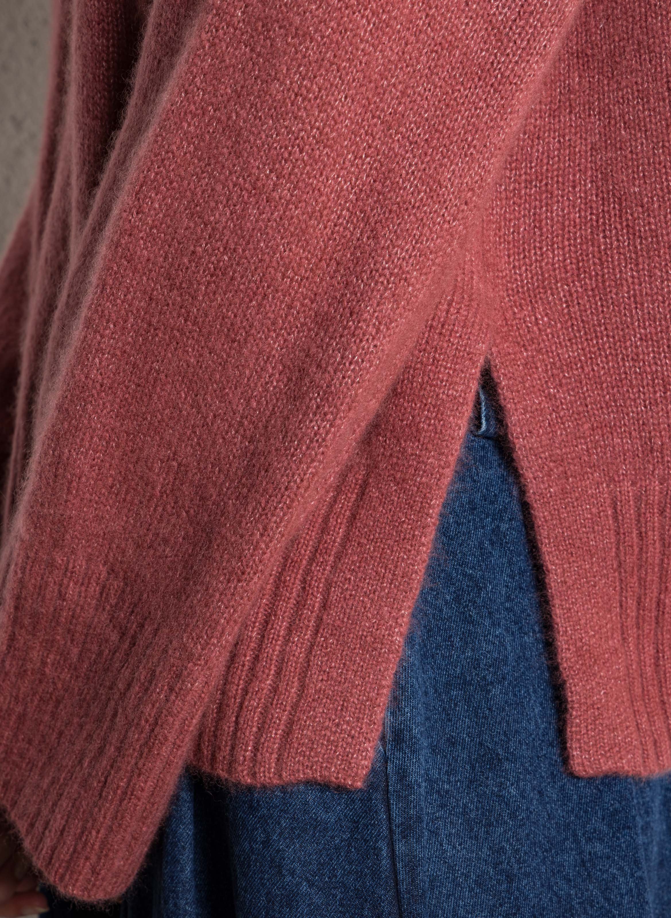 Pull ample col montant en cachemire et soie RUE DE TOKYO Rose