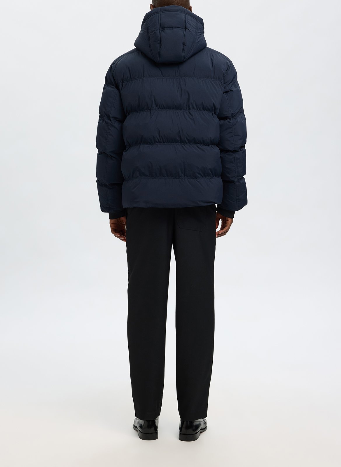 Doudoune droite col montant en fibres recyclées SELECTED Bleu