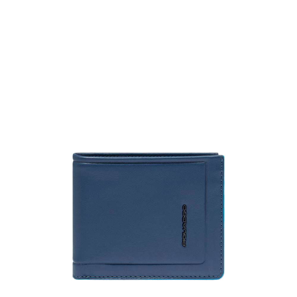 Men's leather wallet with removable ID holder and RFID protection PIQUADRO Blue
