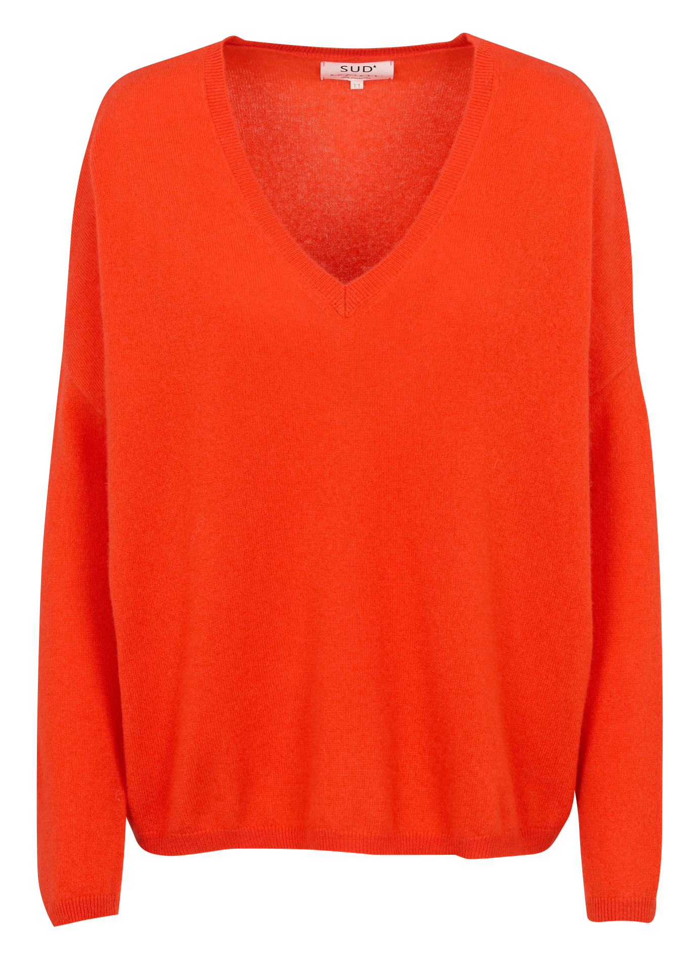 Pull col v en cachemire  SUD EXPRESS Orange