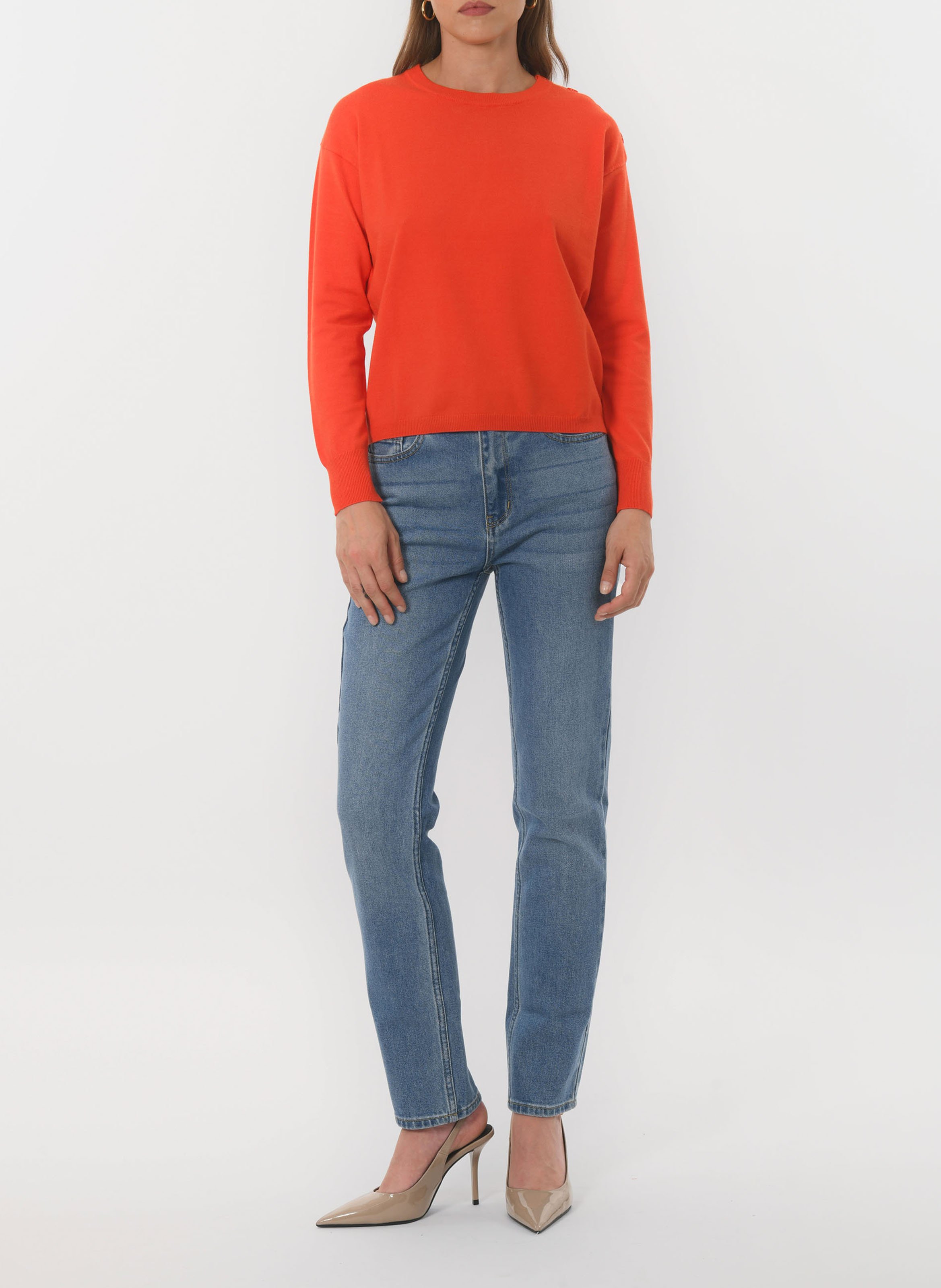 Kurzärmliger Pullover mit Rundhalsausschnitt KOOKAI Orange