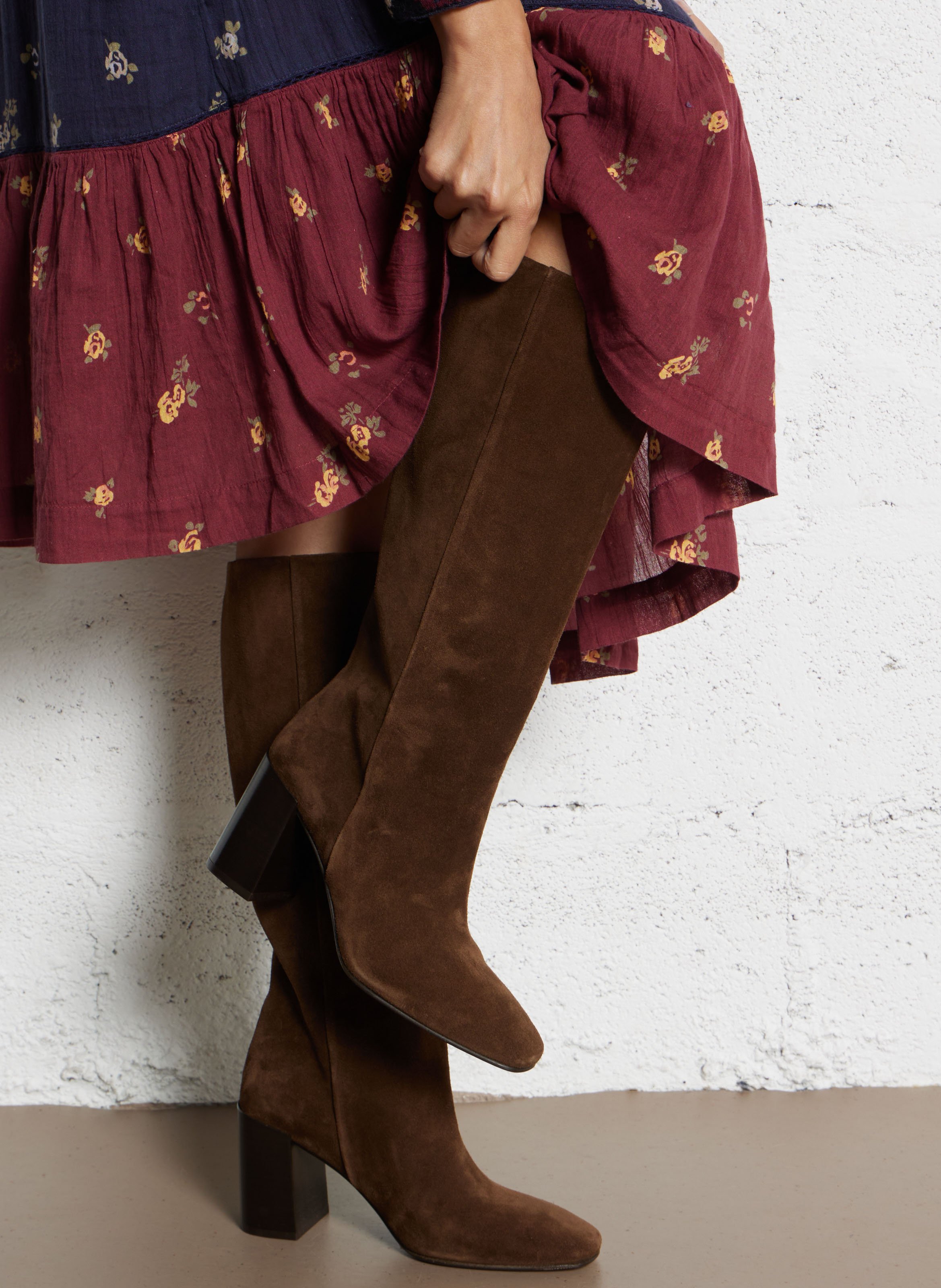 Bottes en cuir velours BOBBIES Marron
