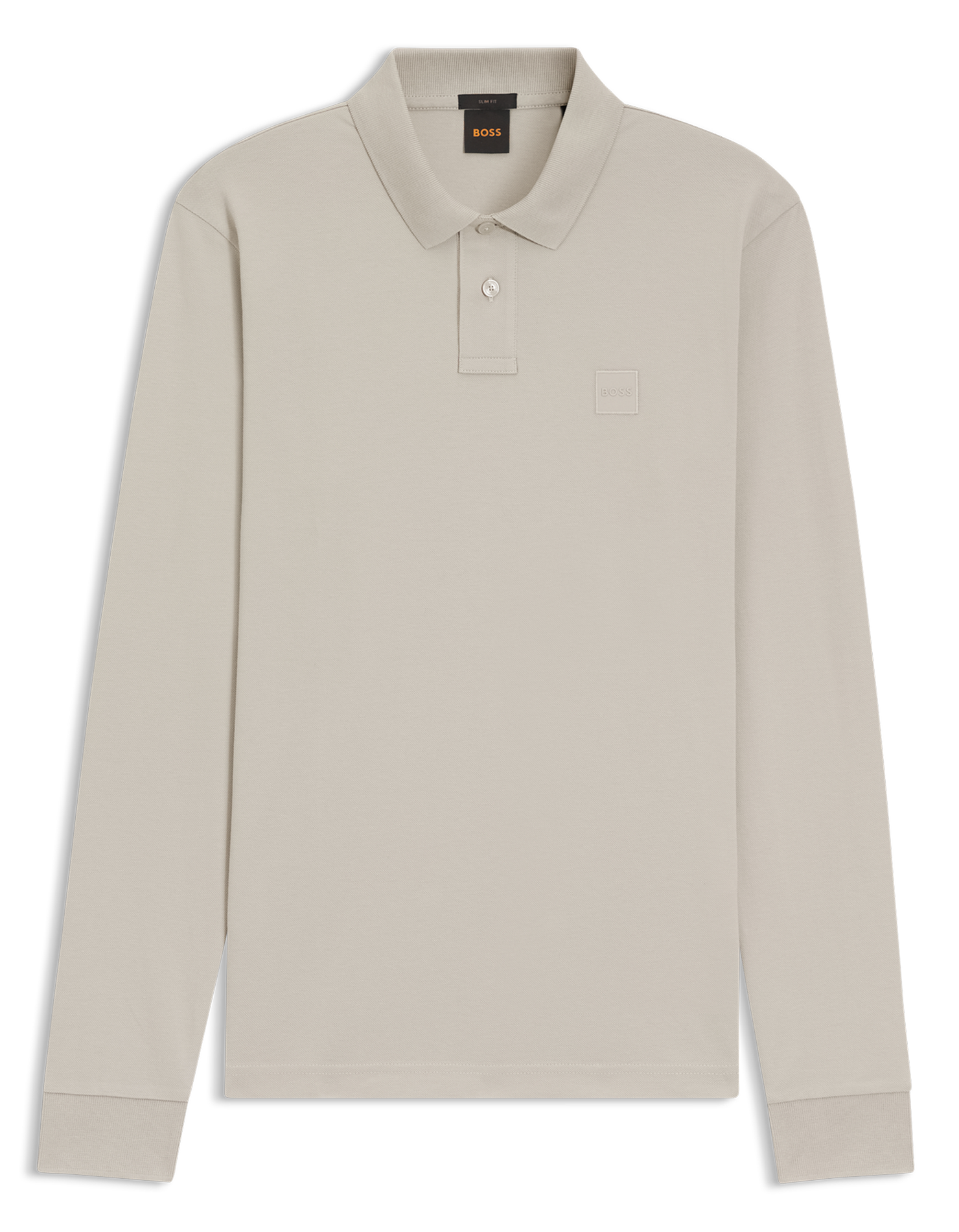 Regular-fit long-sleeved cotton-blend polo shirt BOSS Silver