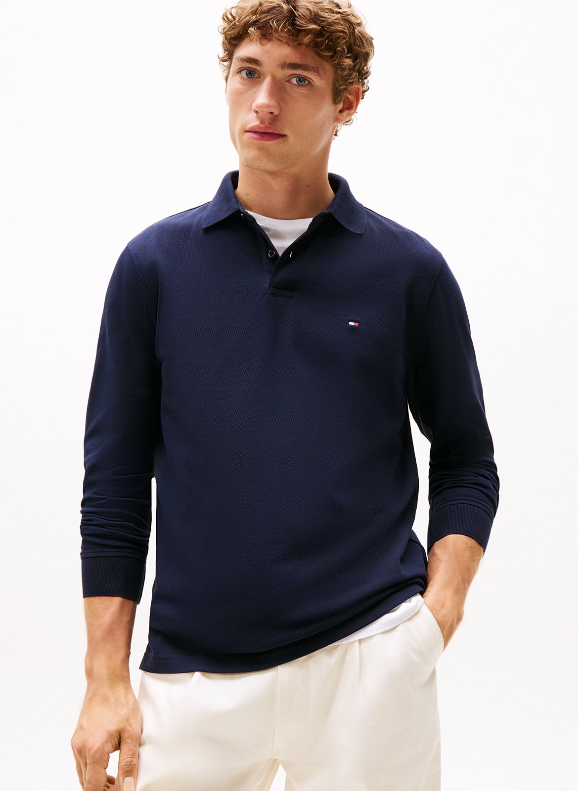 Polo regular-fit en coton bio mélangé  TOMMY HILFIGER Bleu