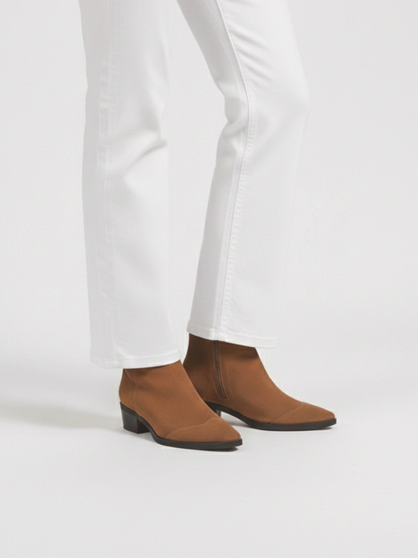 Heeled suede leather mid-calf boots EMZI PARIS Brown