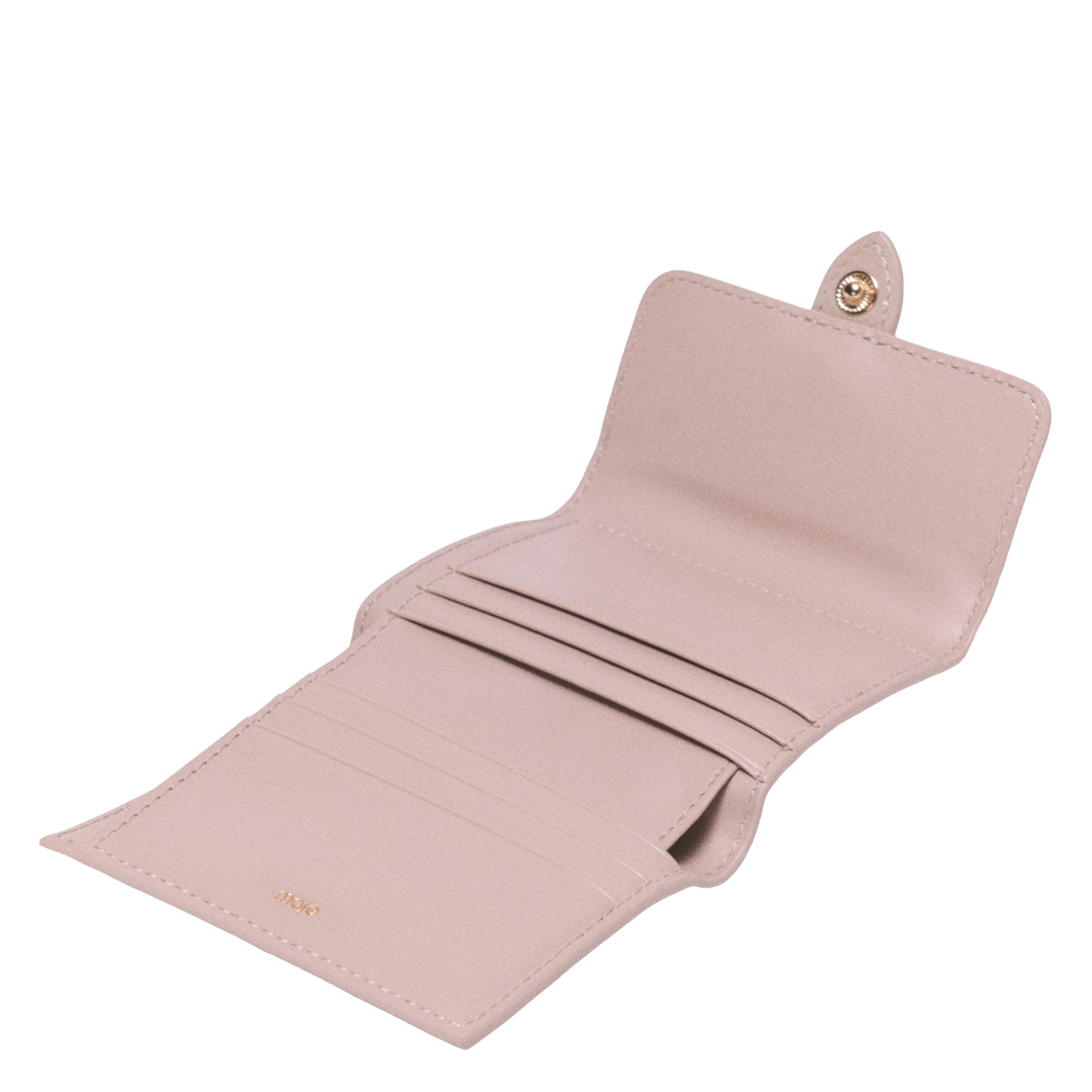 Effen leren portemonnee met klep MAJE Beige