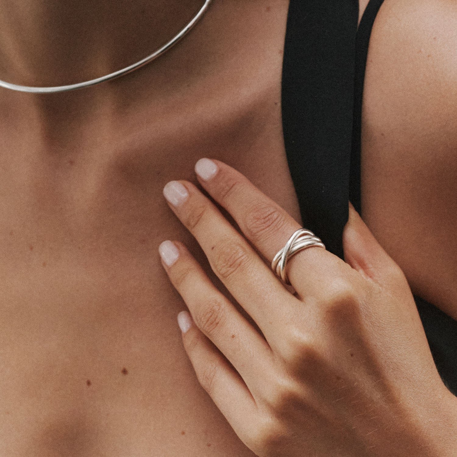 Three-ring gold-plated ring MAYRENA Silver