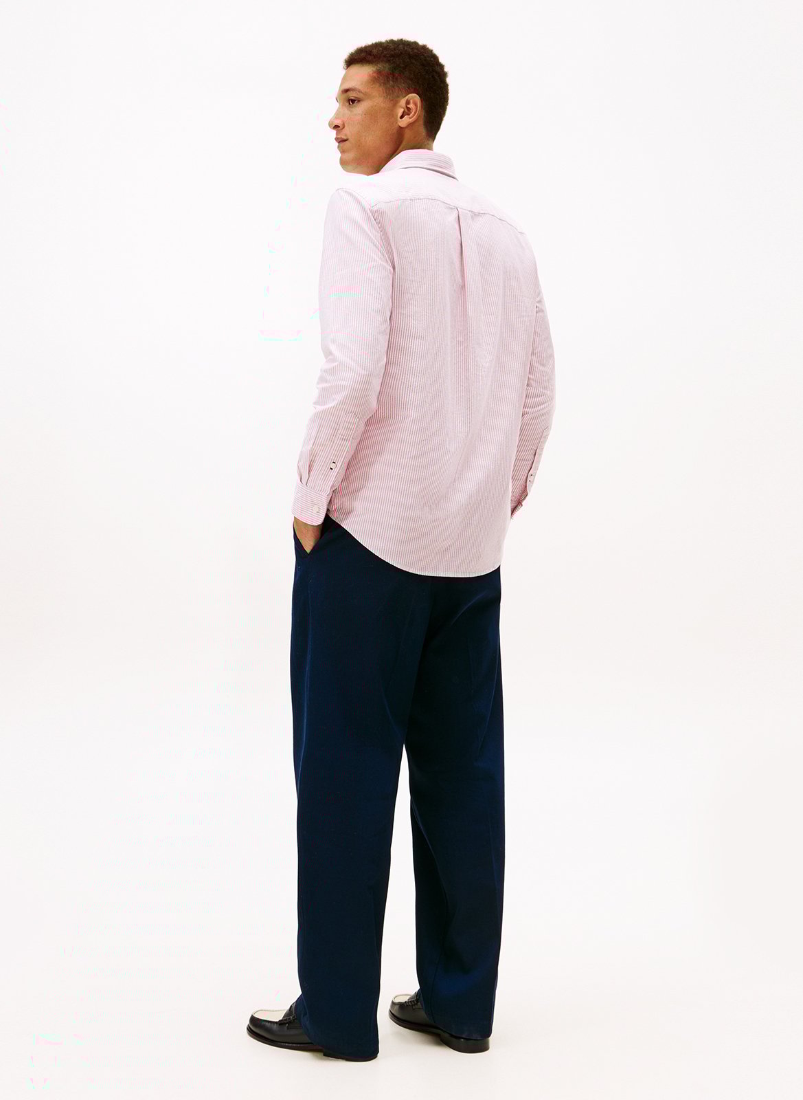 Chemise droite rayée en coton TOMMY HILFIGER Rouge