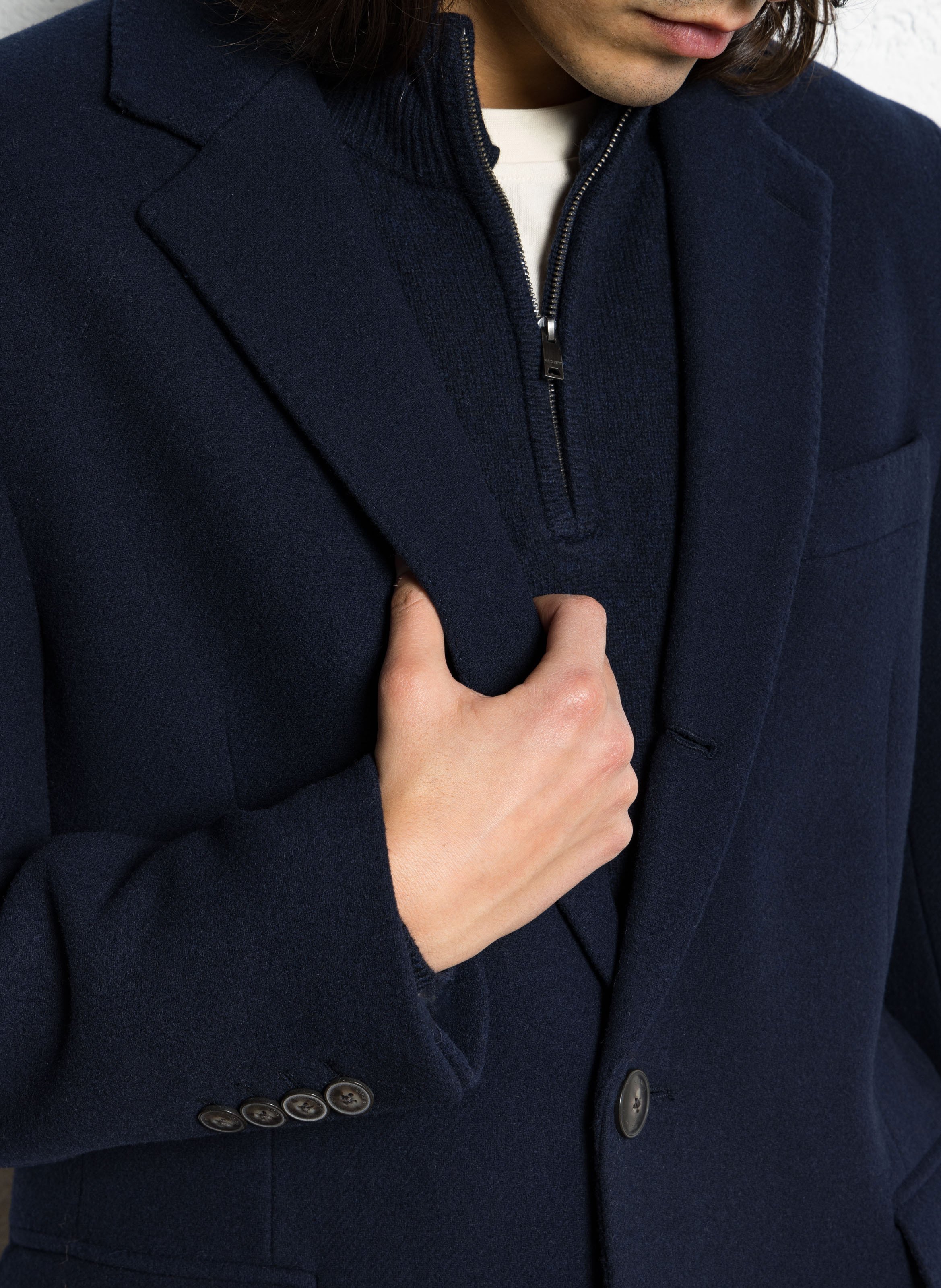 Manteau droit en laine mélangée HACKETT Bleu