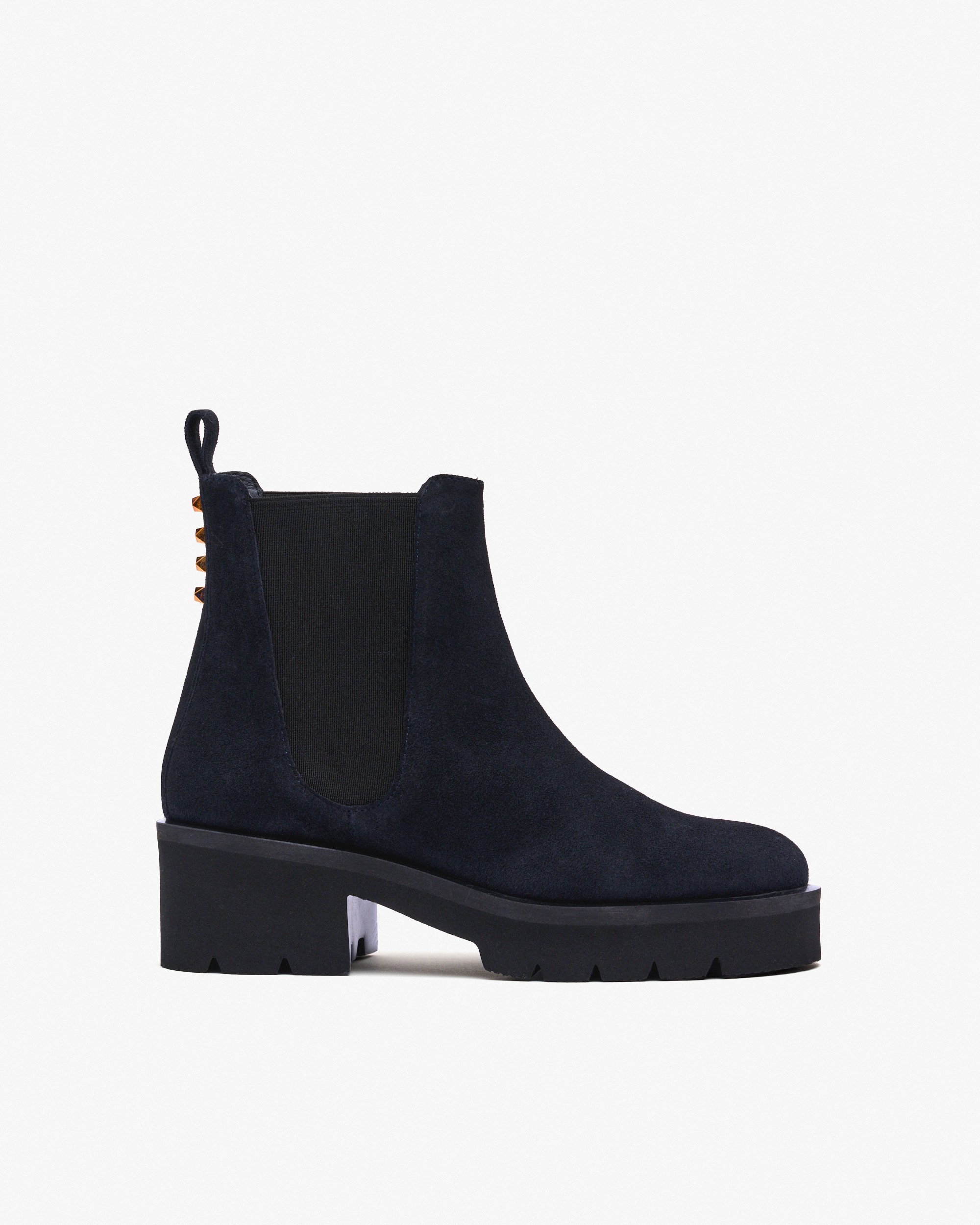 Navy blue suede ankle boots with side elastic PEDRO MIRALLES Blue