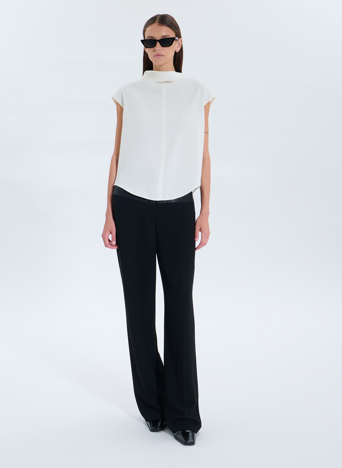 High-neck draped top ZAPA White
