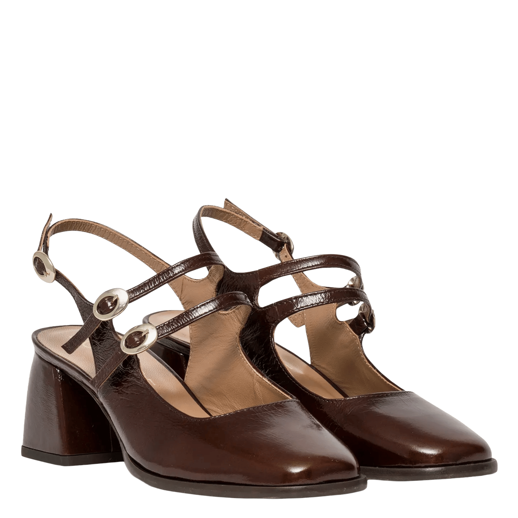 Hoge sandalen van leer BOCAGE Bruin