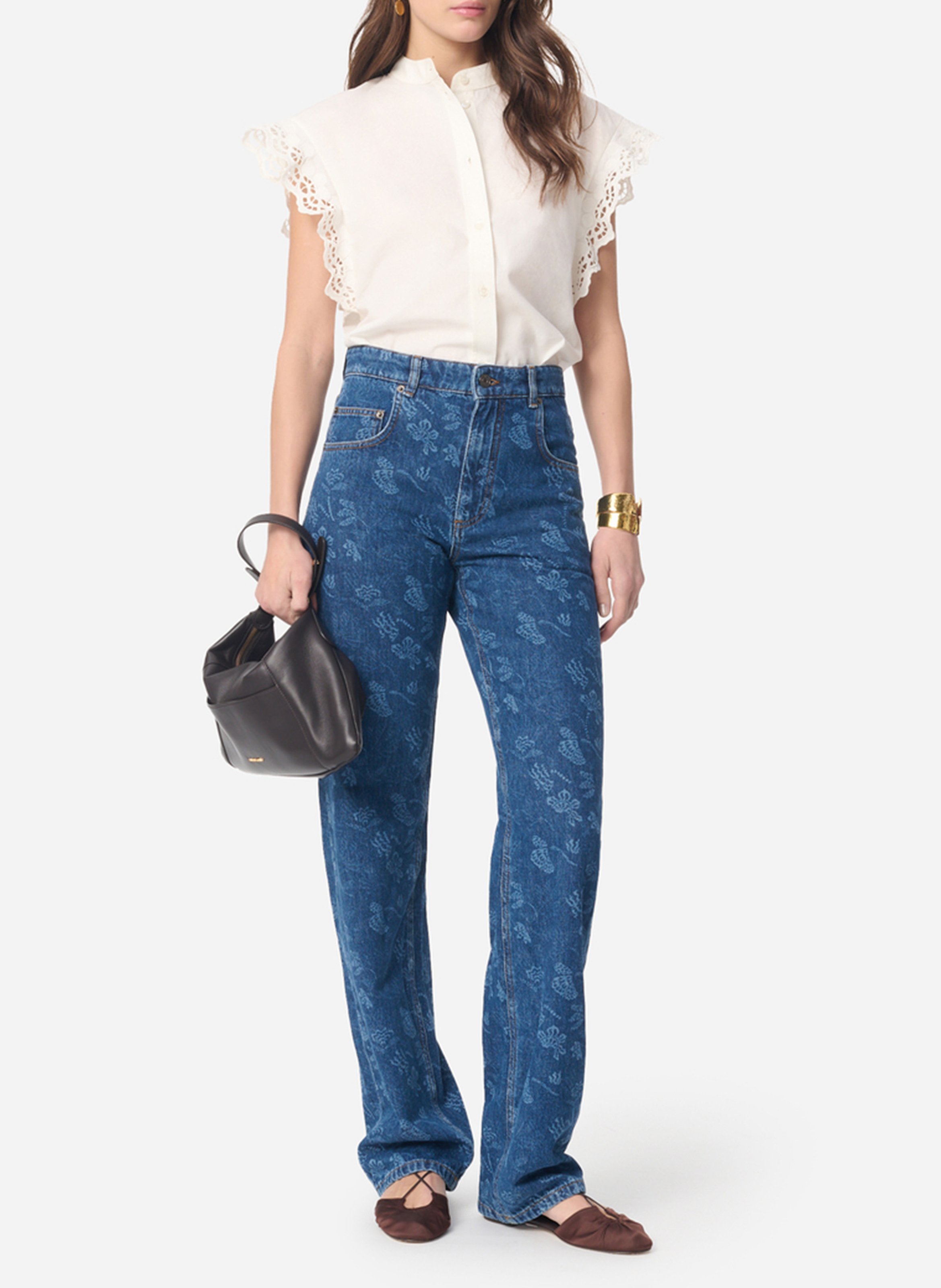 Rechte blouse met ronde hals van katoen VANESSA BRUNO Wit