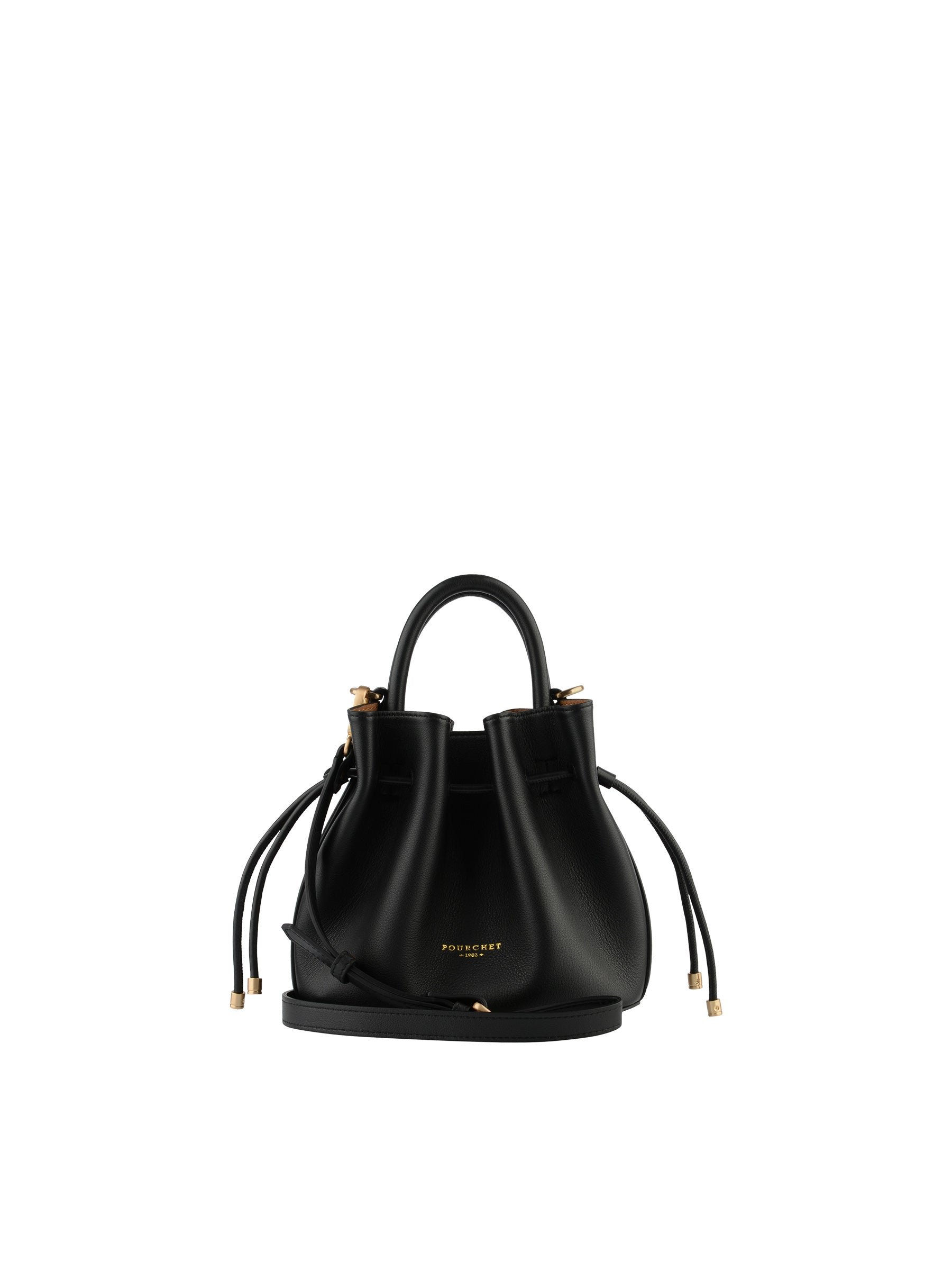 Calfskin leather handbag POURCHET Black