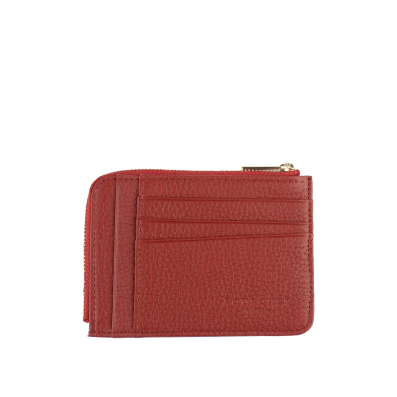 Portefeuille en cuir de vachette POURCHET Rouge