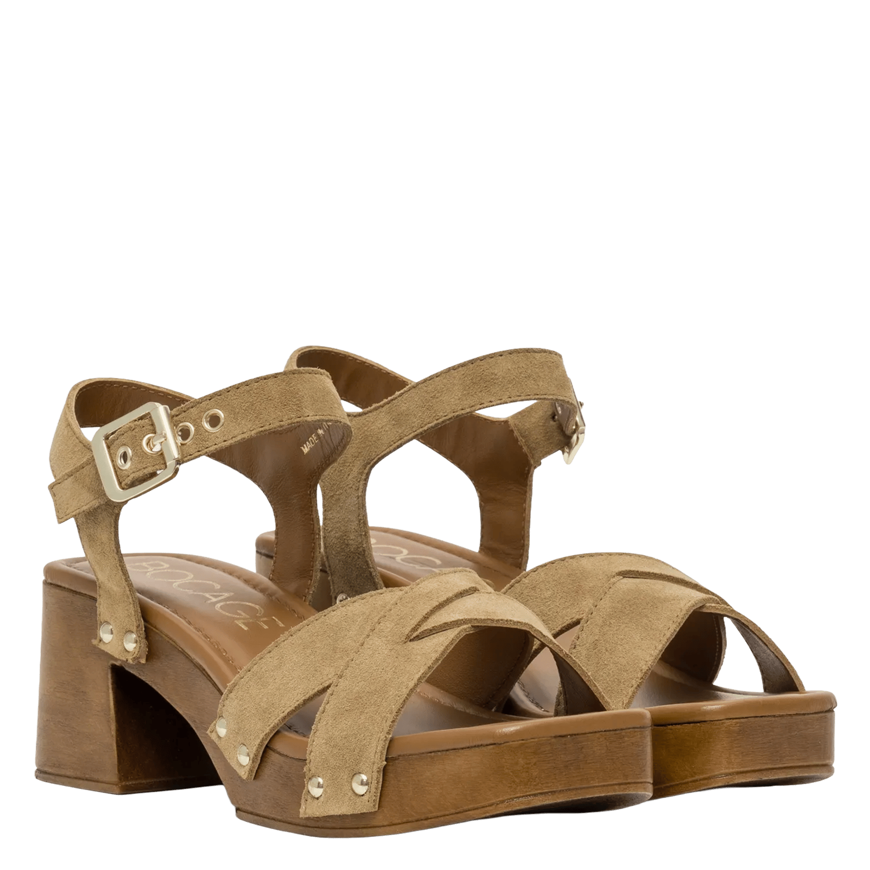 Heeled suede sandals BOCAGE Beige
