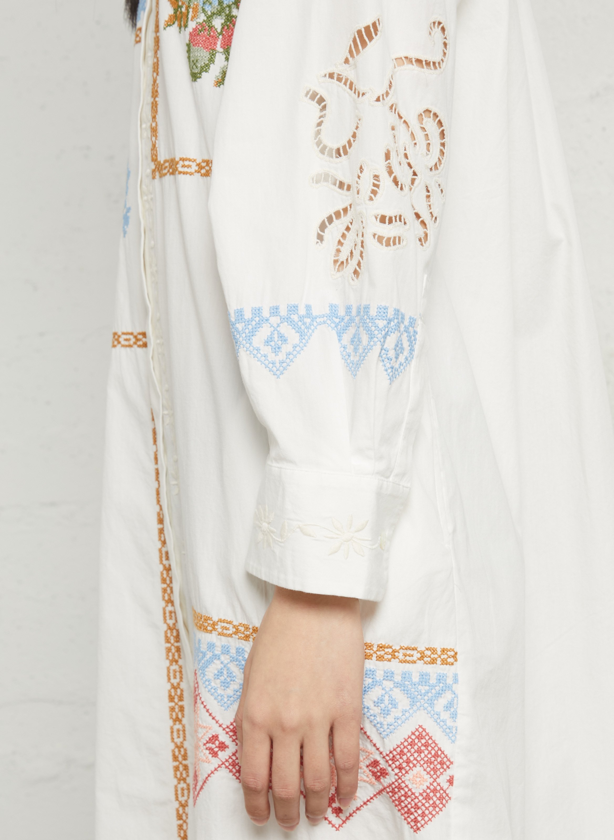 Langes Baumwollkleid mit klassischem Kragen MAX MARA WEEK END Weiss