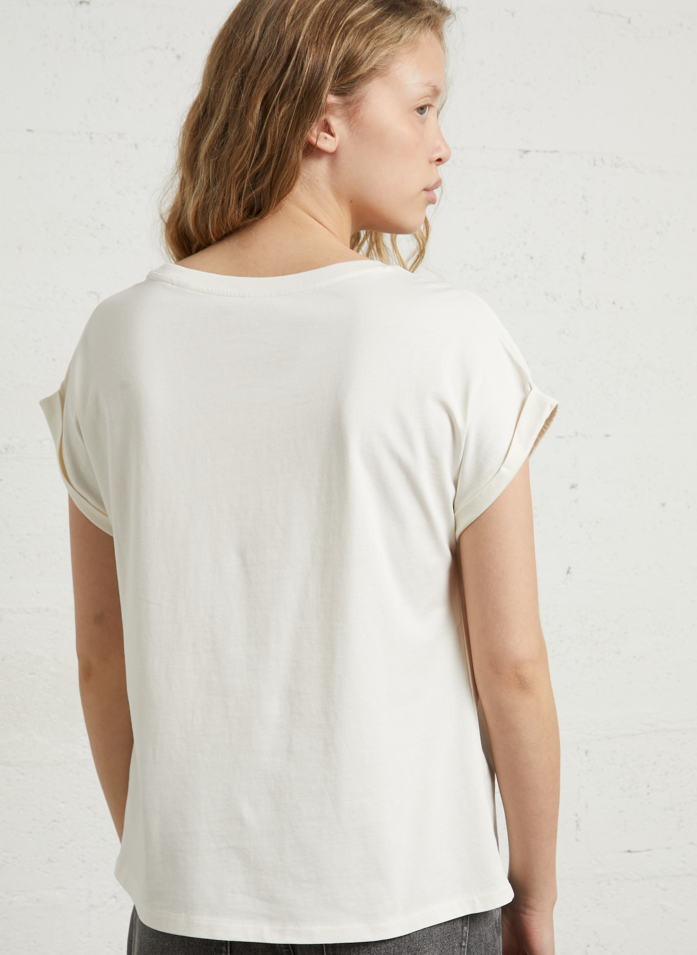 Bedrucktes T-Shirt mit geradem Schnitt und Anstecknadel NEWTONE Weiss