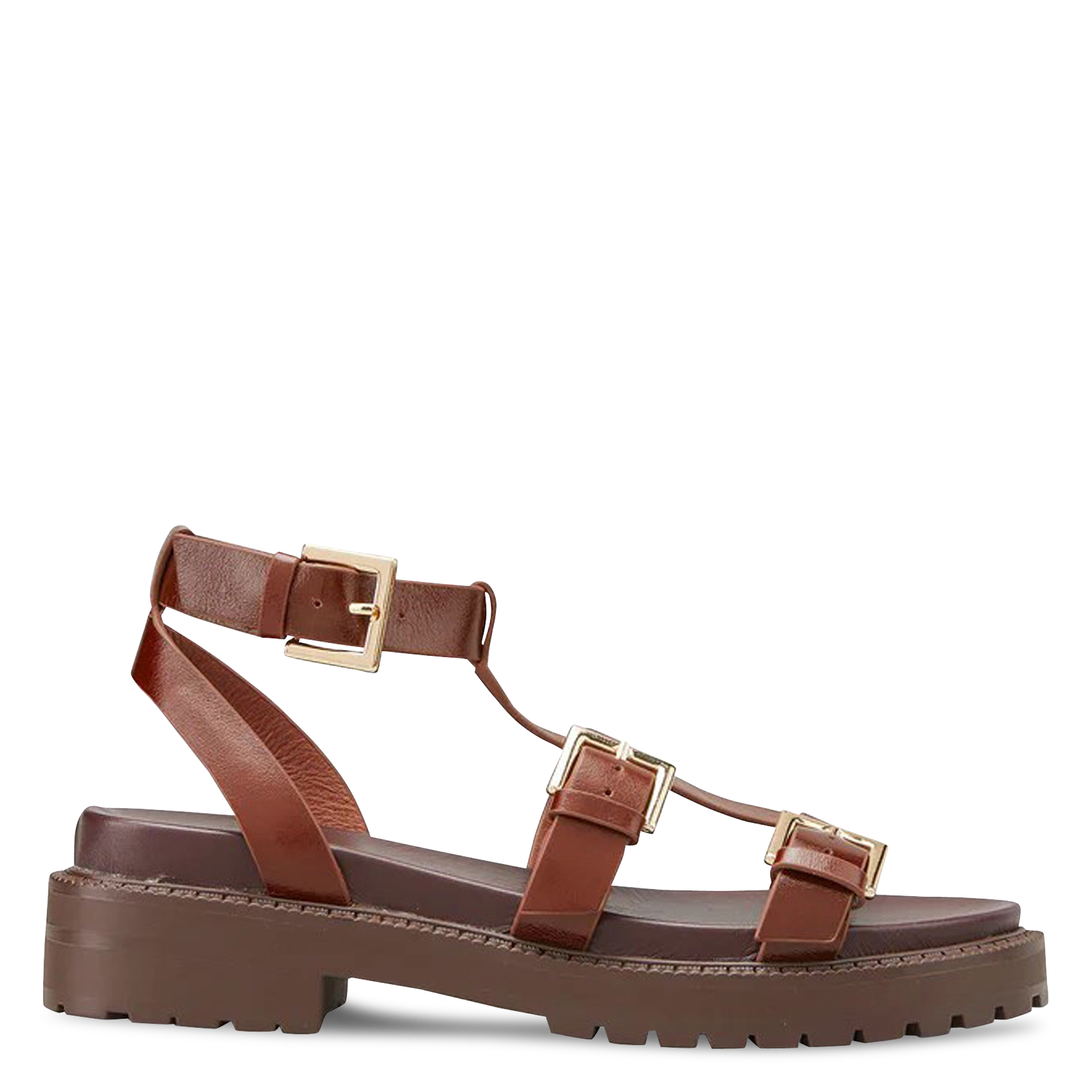 Sandales compensées en cuir COSMOPARIS Marron