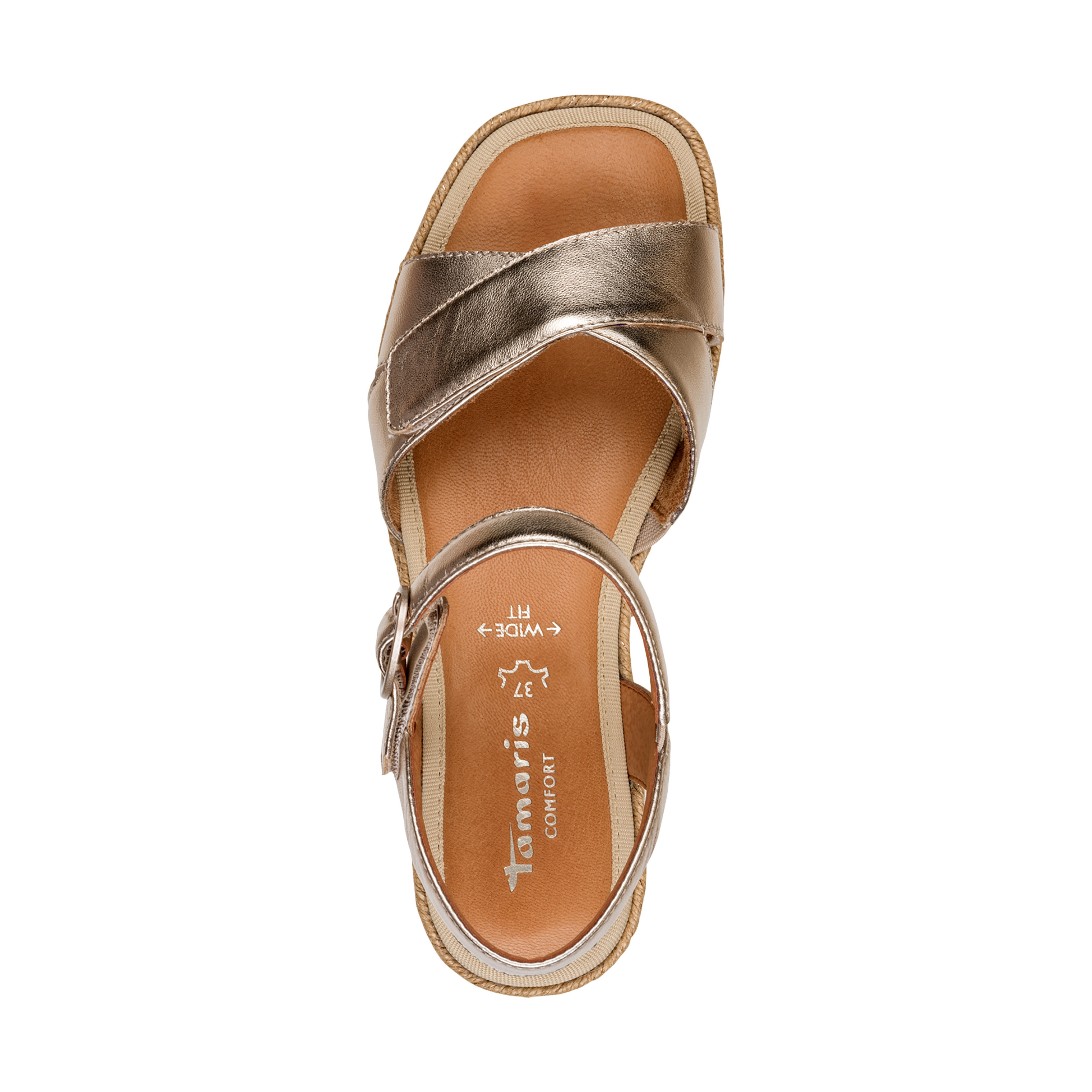 Comfort leather wedge sandals TAMARIS Golden