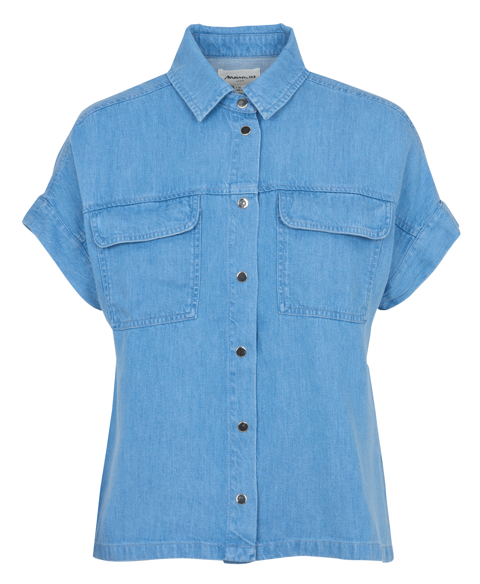 Chemise manches courtes en denim MAISON 123 Bleu