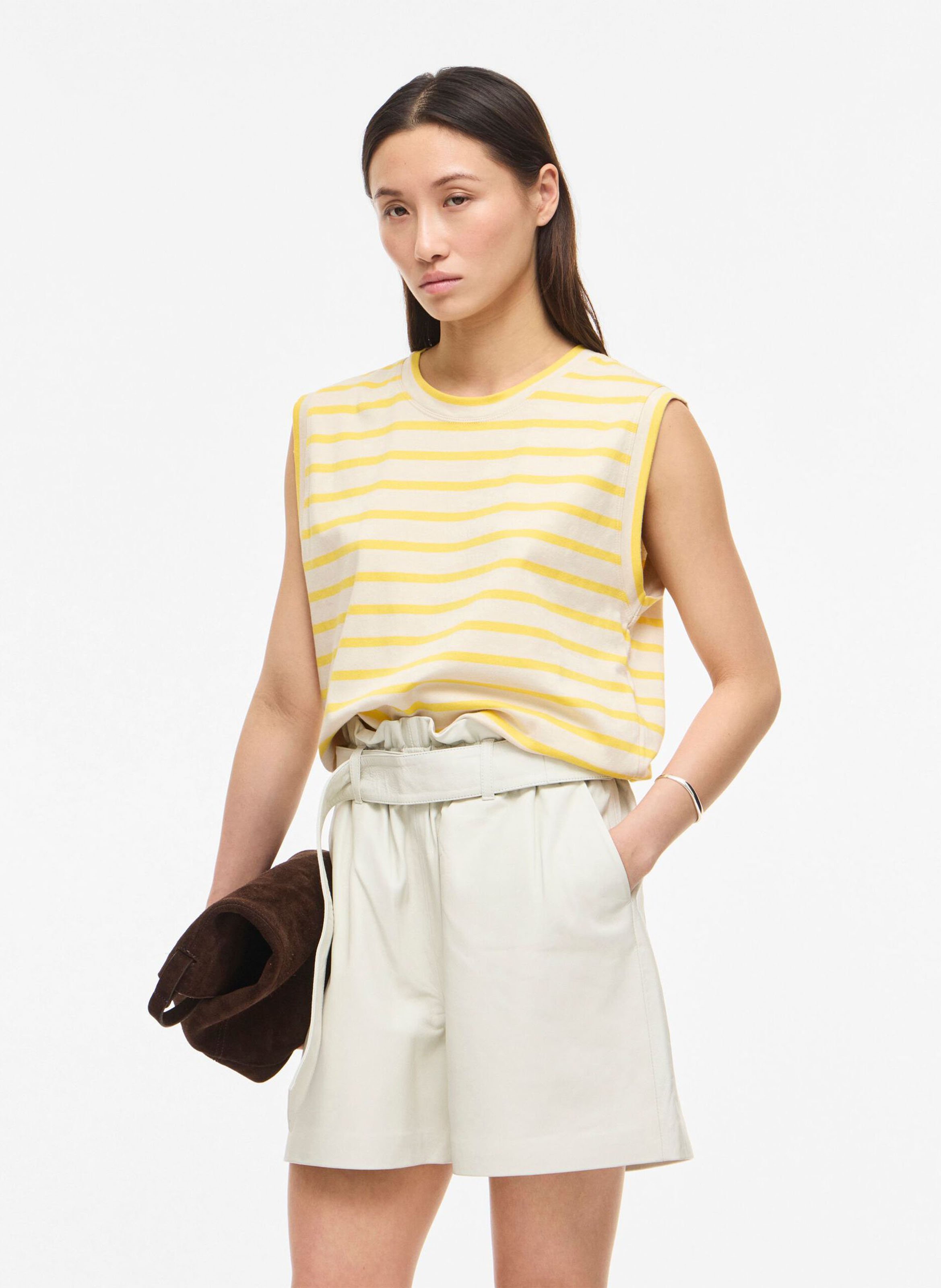 Gestreepte mouwloze biologisch katoenen T-shirt ROUGE EDIT