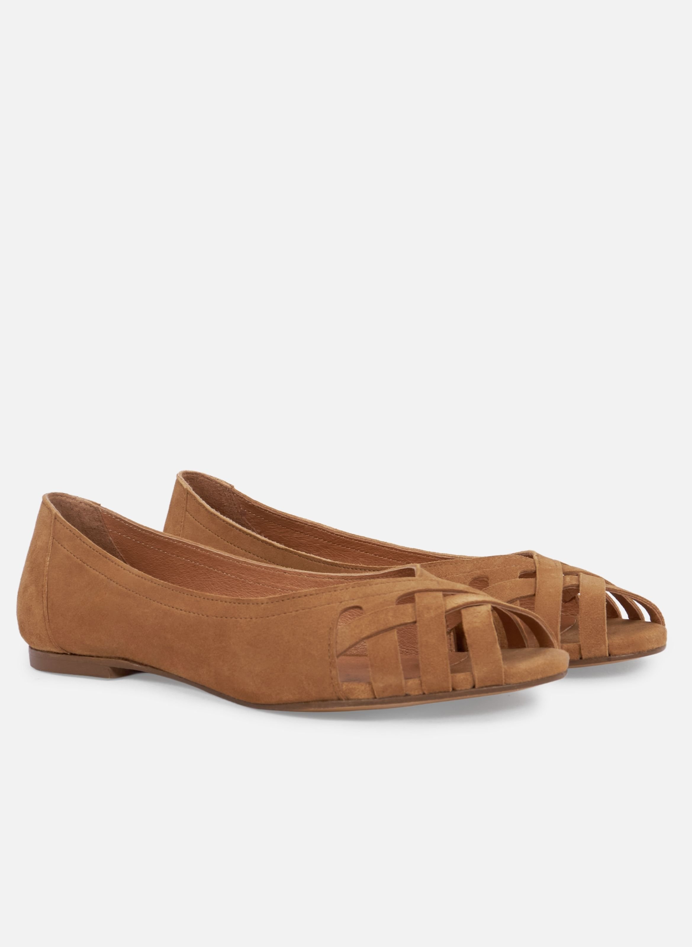 Ballerines brides manon cuir daim JULES & JENN Marron