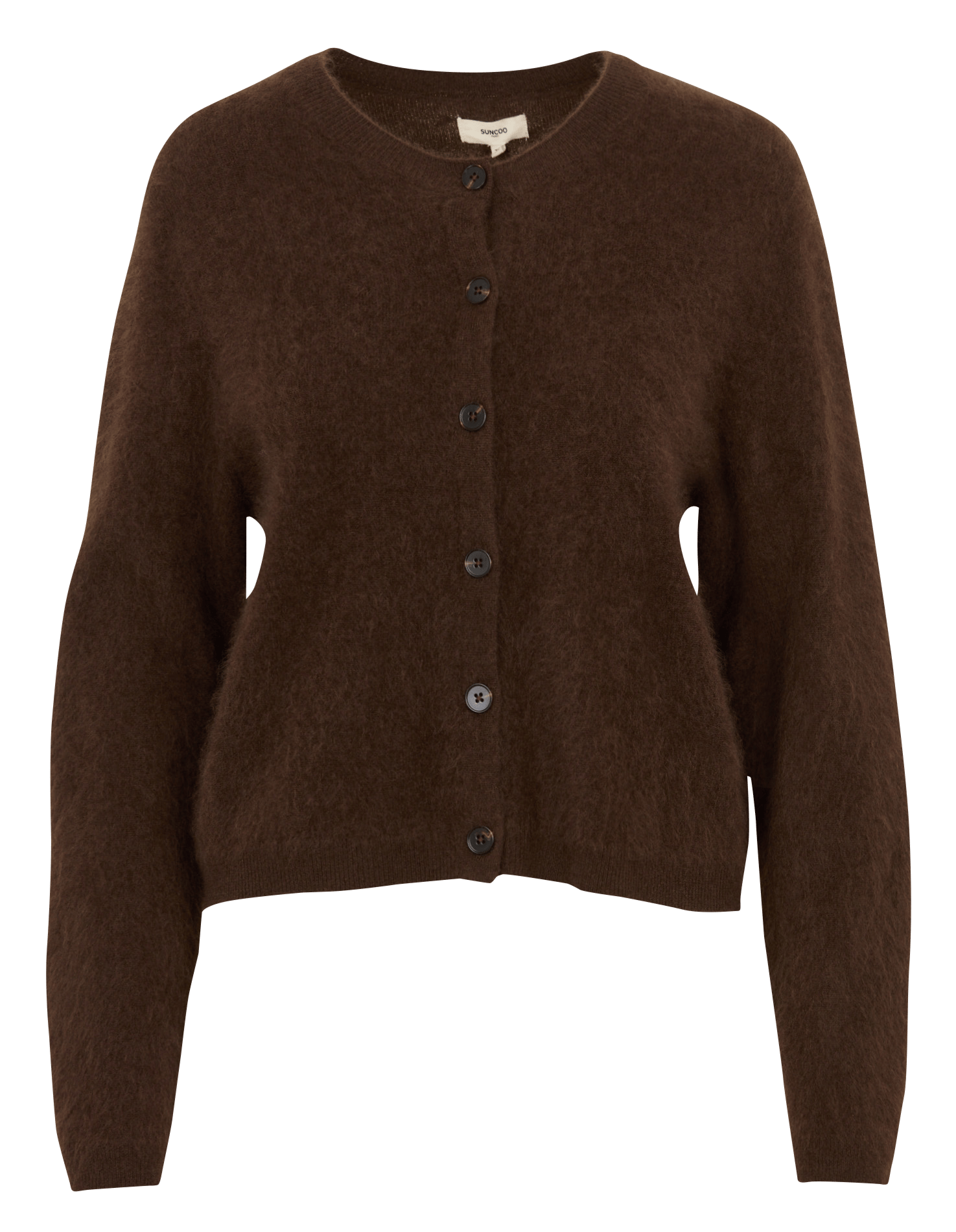 Straight round-neck wool and cashmere vest SUNCOO Brown