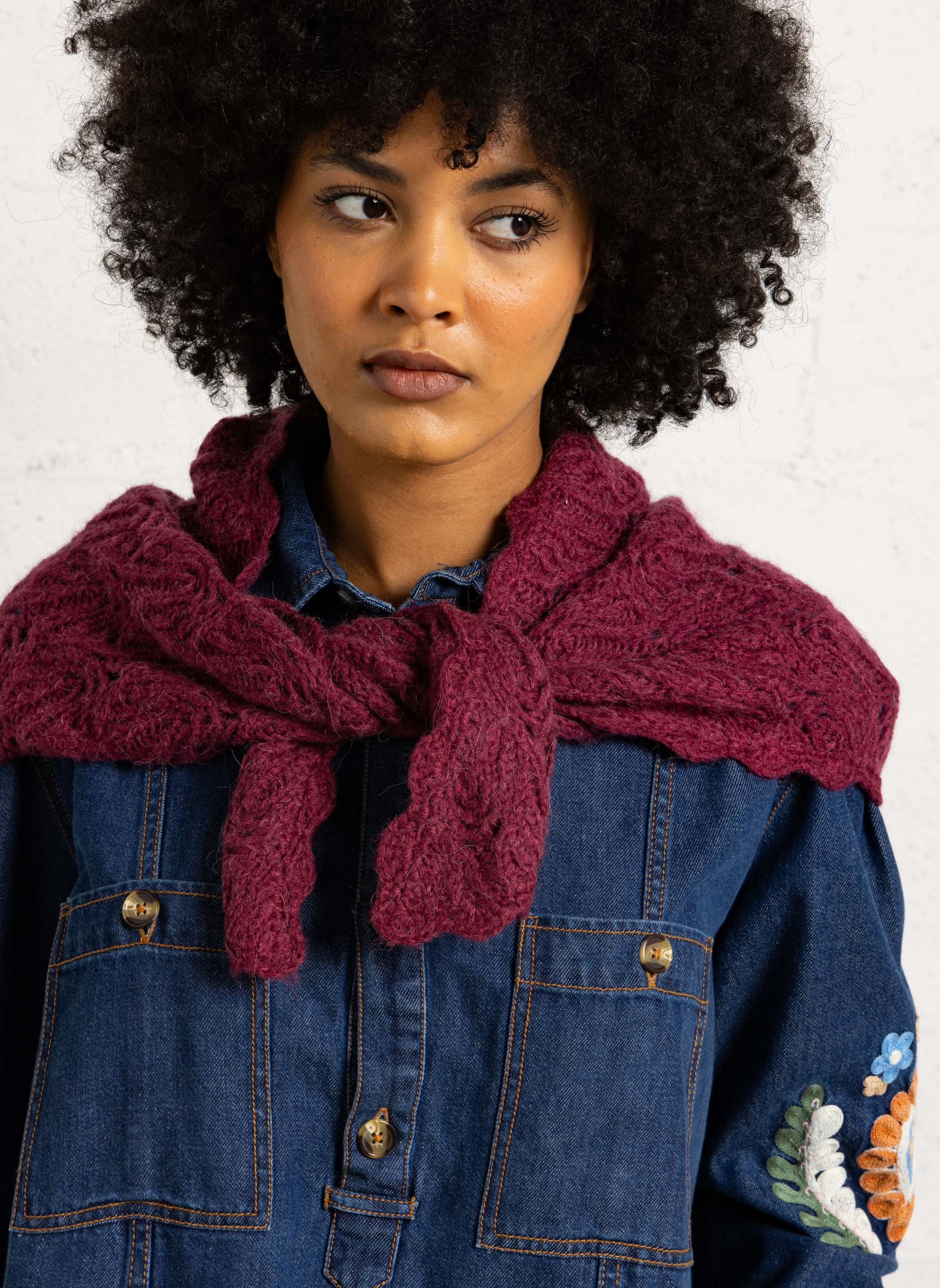Triangle scarf in plain knit LOUISE MISHA Purple