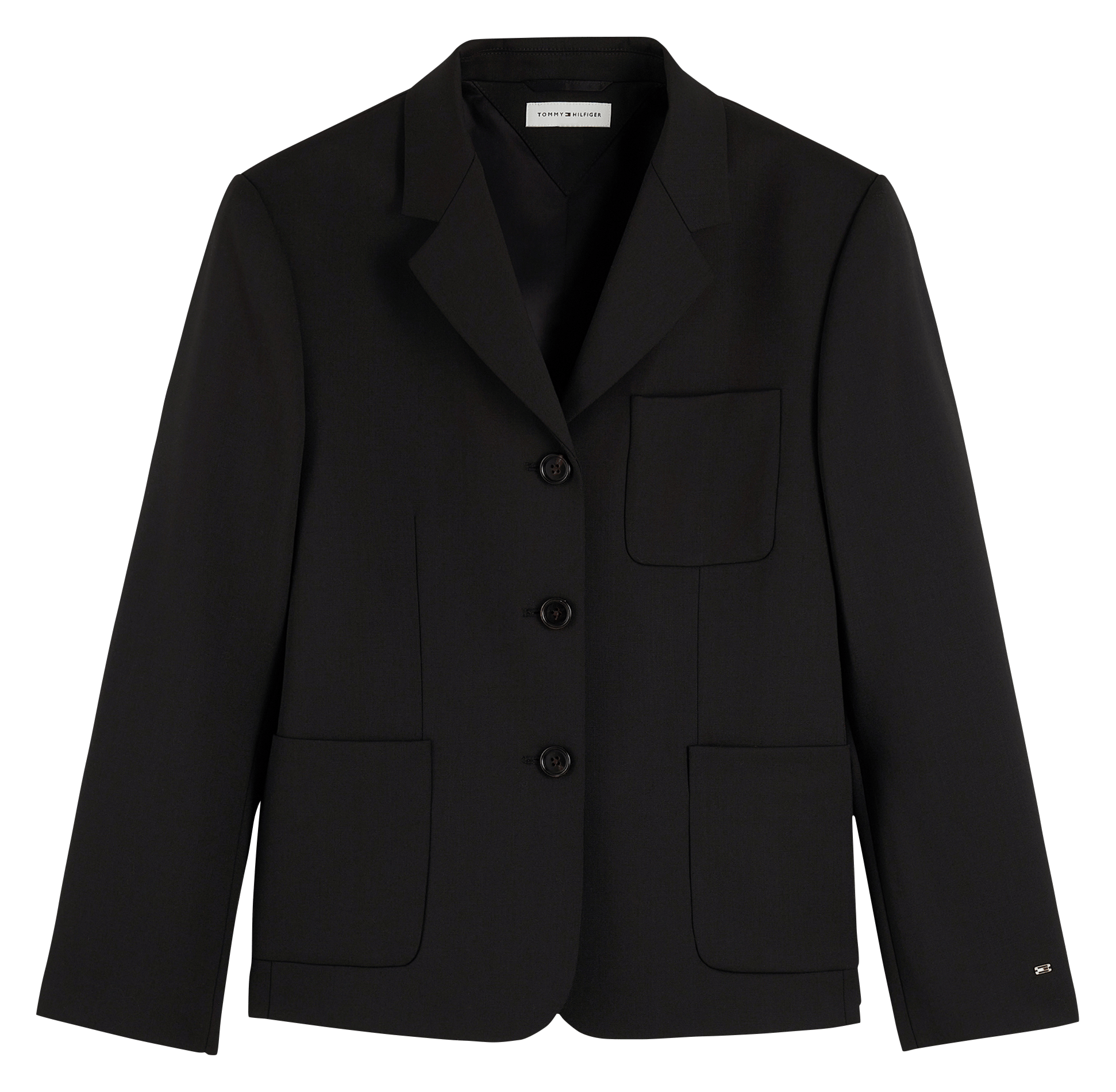 Straight wool-blend tailored jacket TOMMY HILFIGER Black