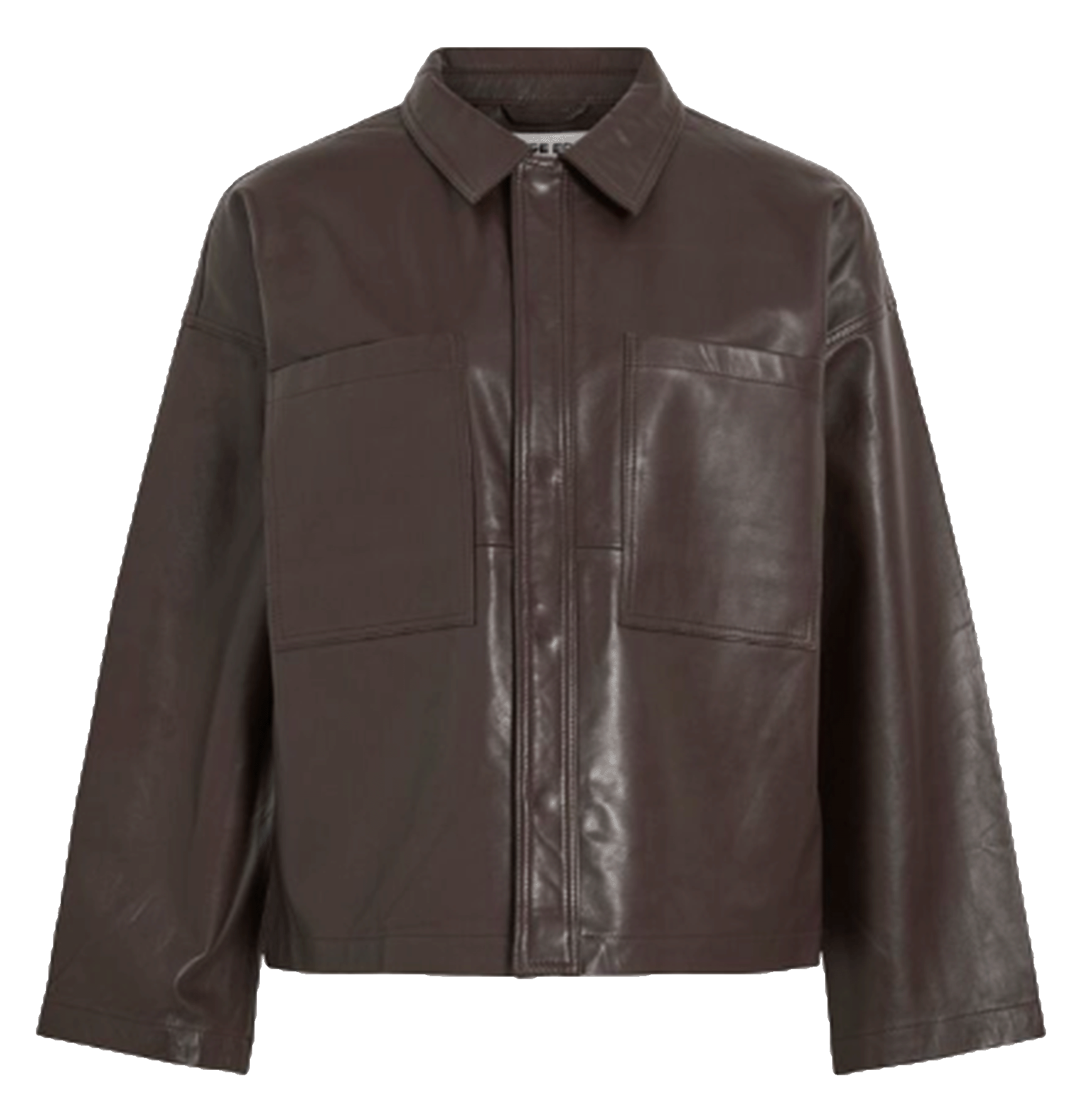 Veste ample boutonnée en cuir  ROUGE EDIT Marron