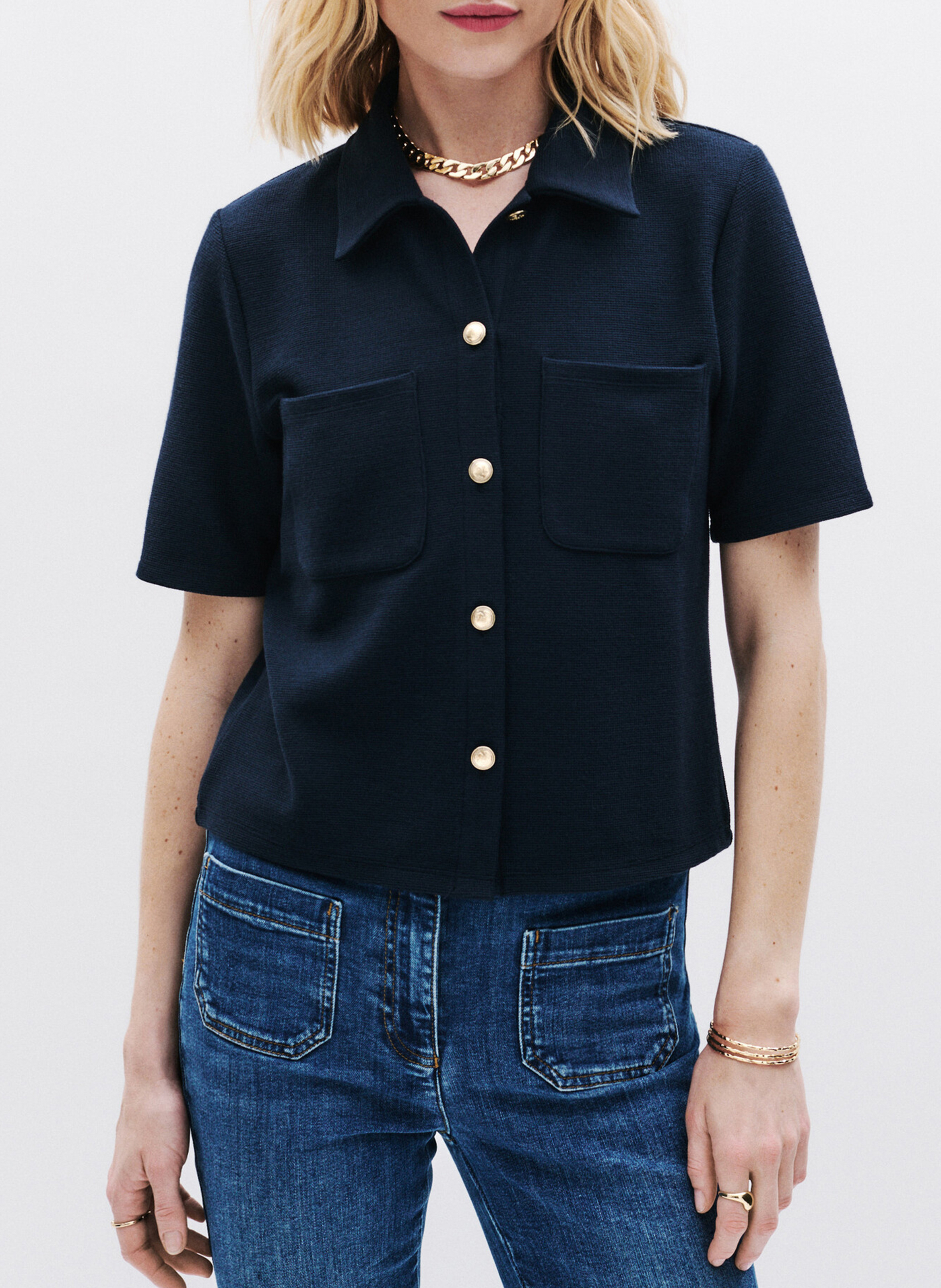 Top met klassieke kraag CAROLL Blauw