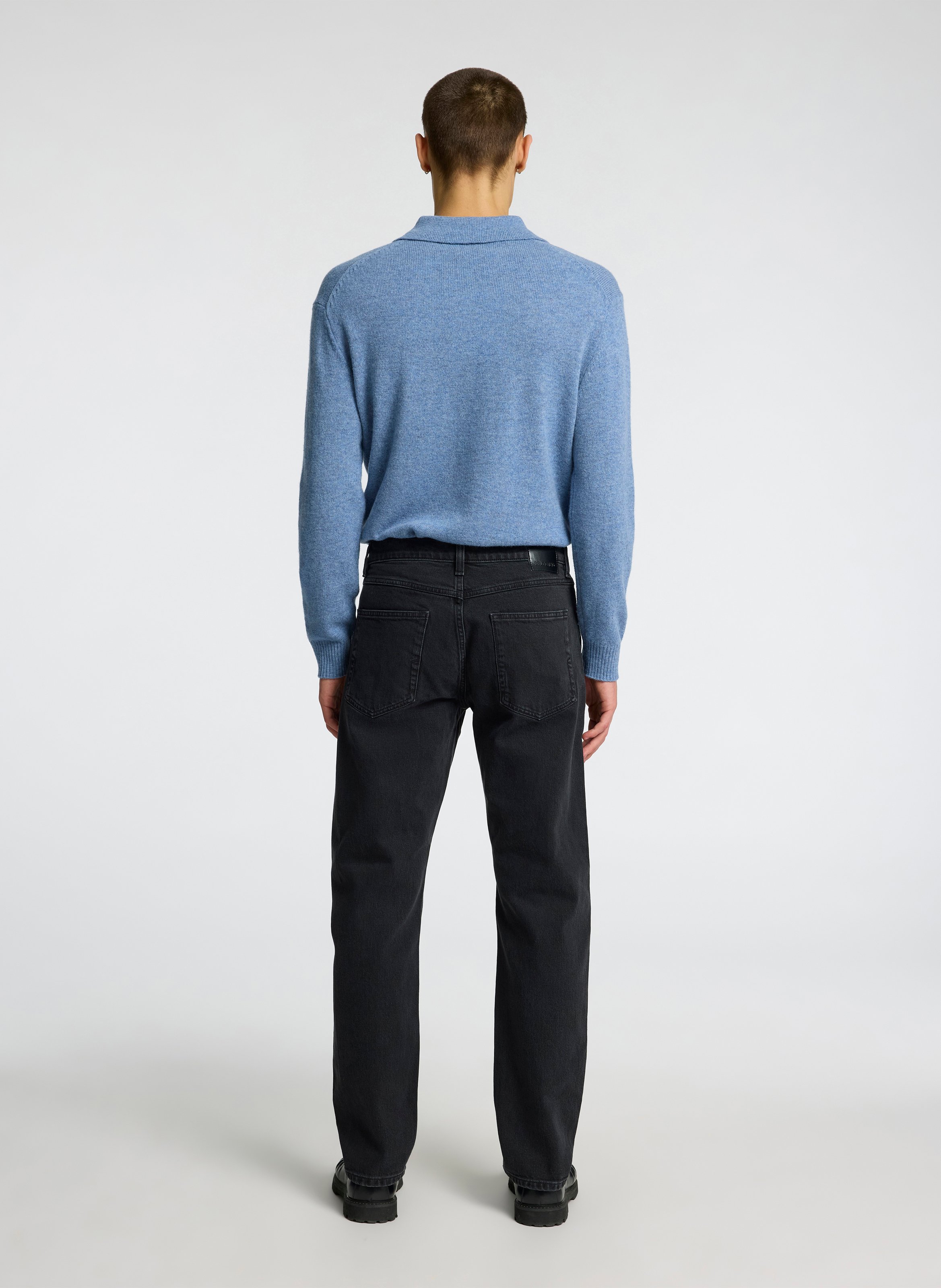 Straight-leg organic cotton-blend jeans SELECTED Black