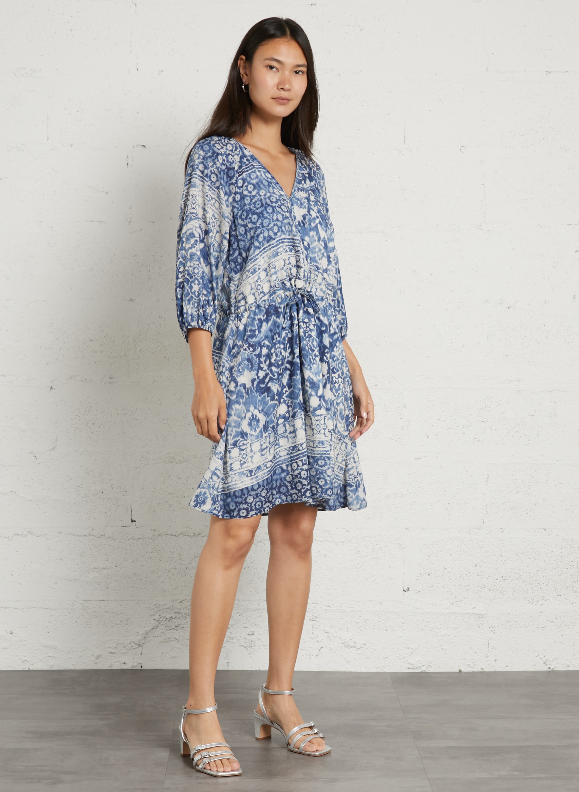 Short V-neck dress SUD EXPRESS Blue